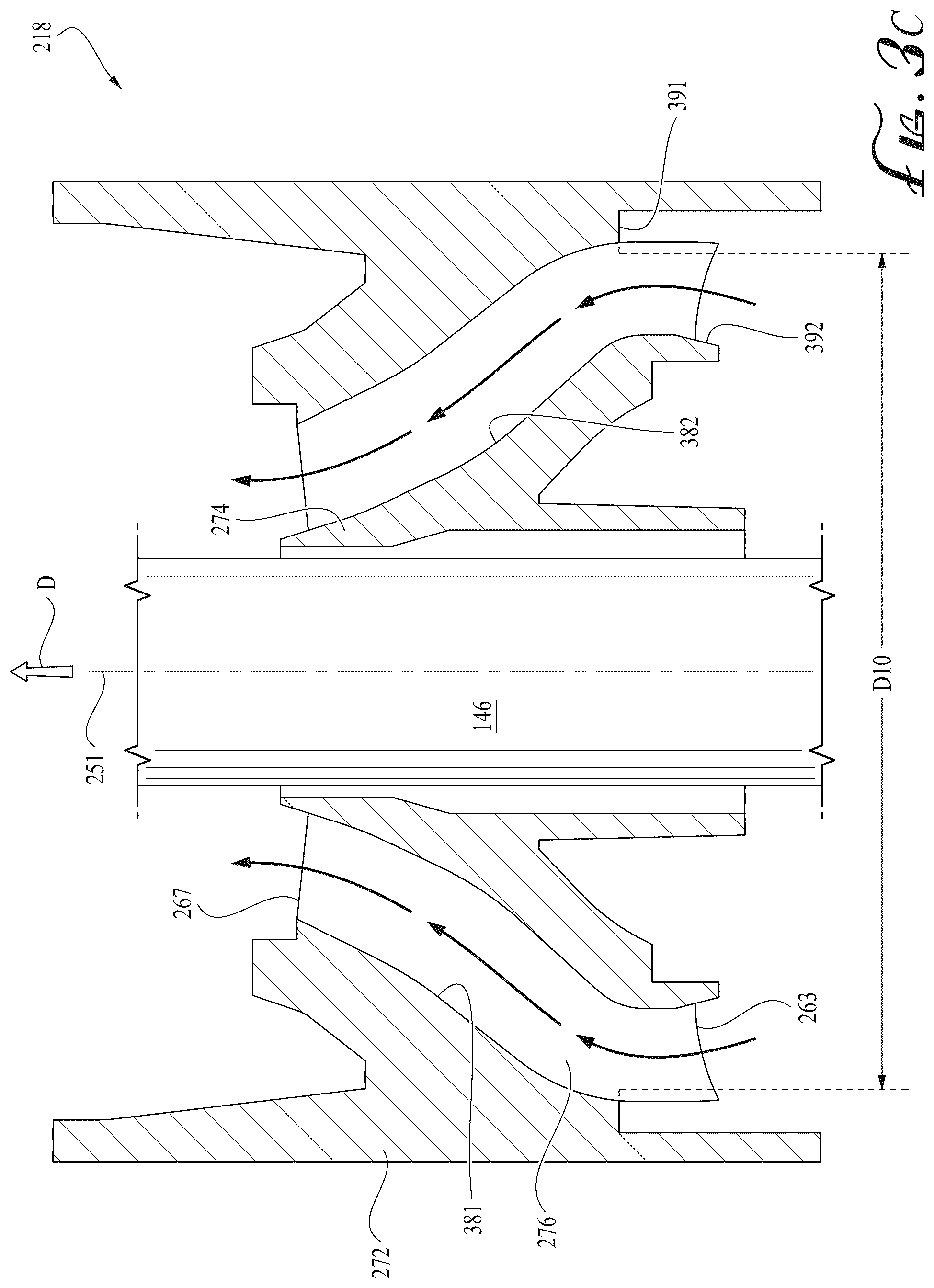 Patent US12612848 Figure 6 – Centrifugal pump stage with radiused impeller flow passage exit for reduced erosion