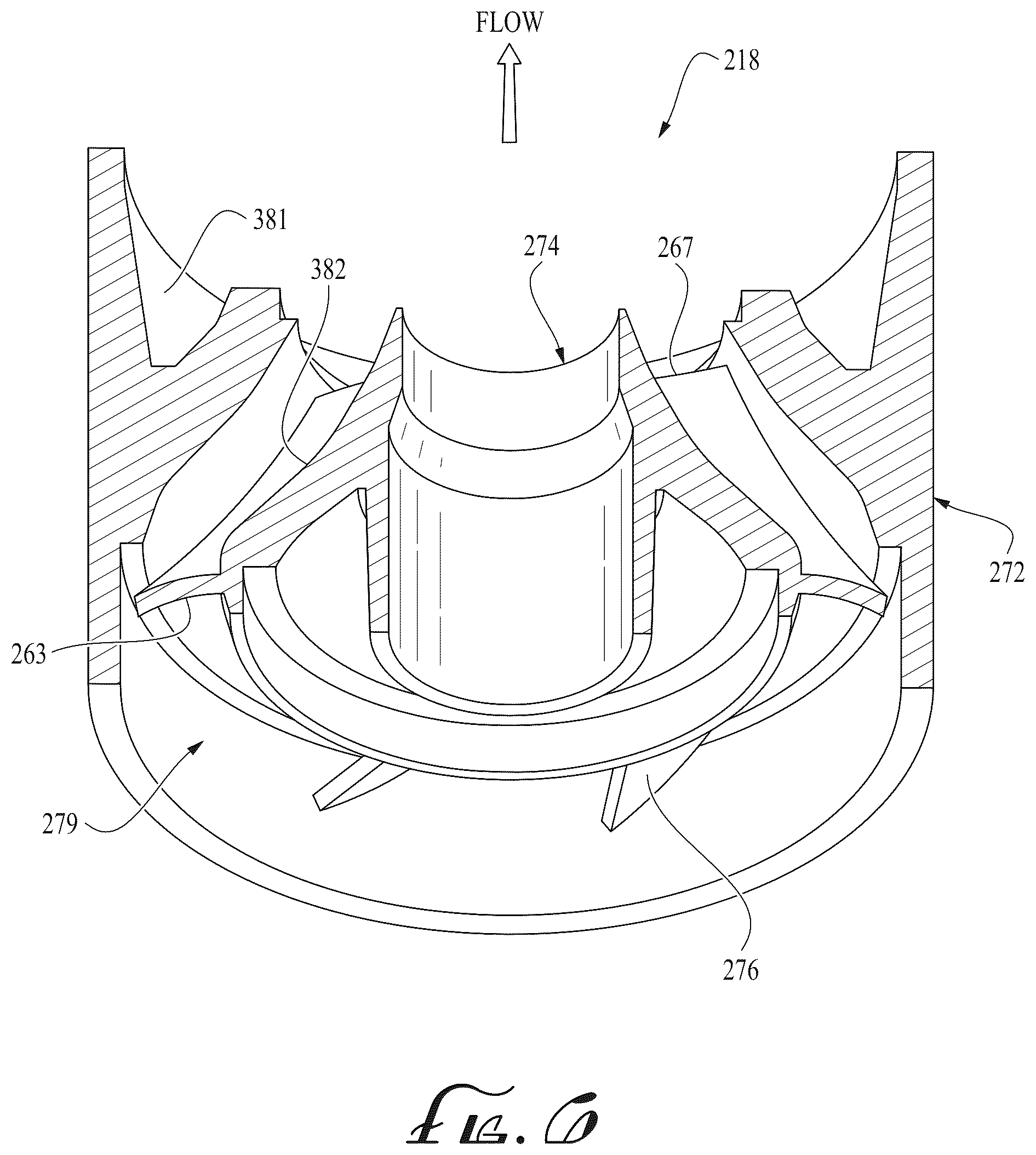 Patent US12612848 Figure 9 – Centrifugal pump stage with radiused impeller flow passage exit for reduced erosion