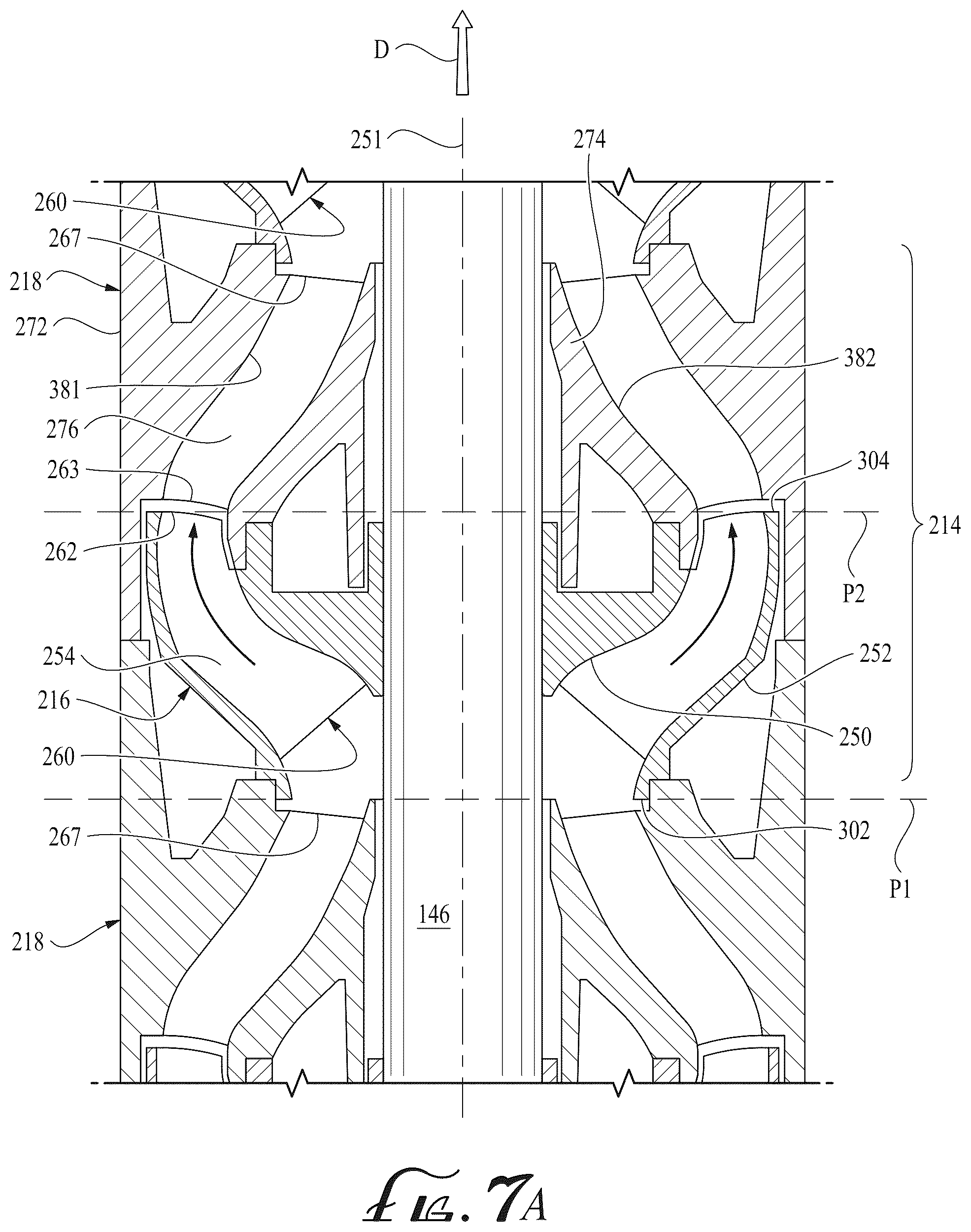 Patent US12612848 Figure 10 – Centrifugal pump stage with radiused impeller flow passage exit for reduced erosion