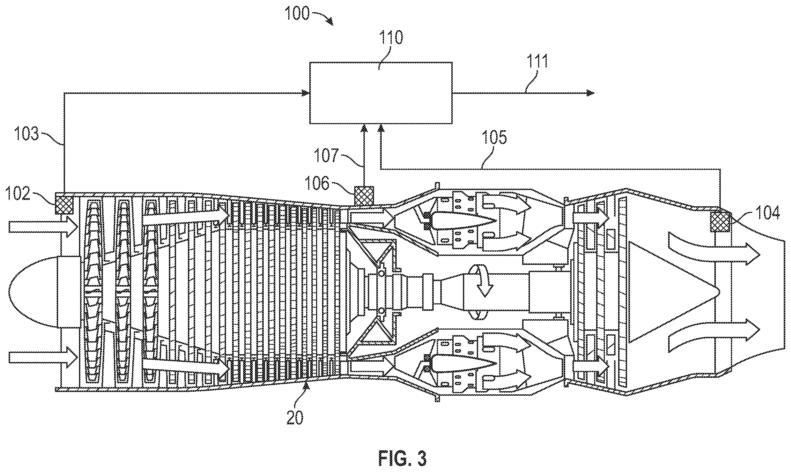 Patent US12612865 Figure 3 – Detecting gas or fuel leaks in a gas turbine engine