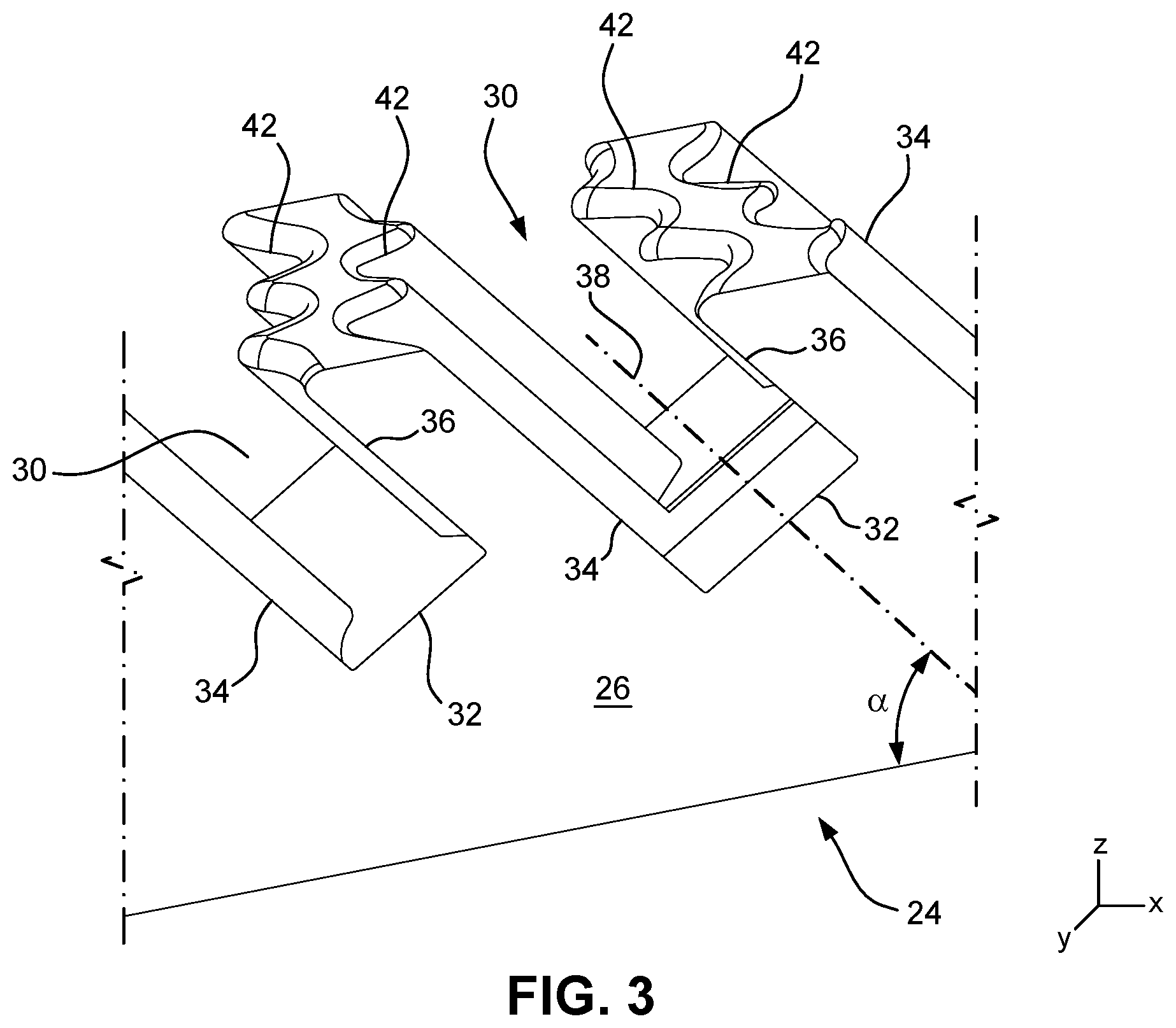 Patent US12612867 Figure 3 – Turbine component holder for imaging
