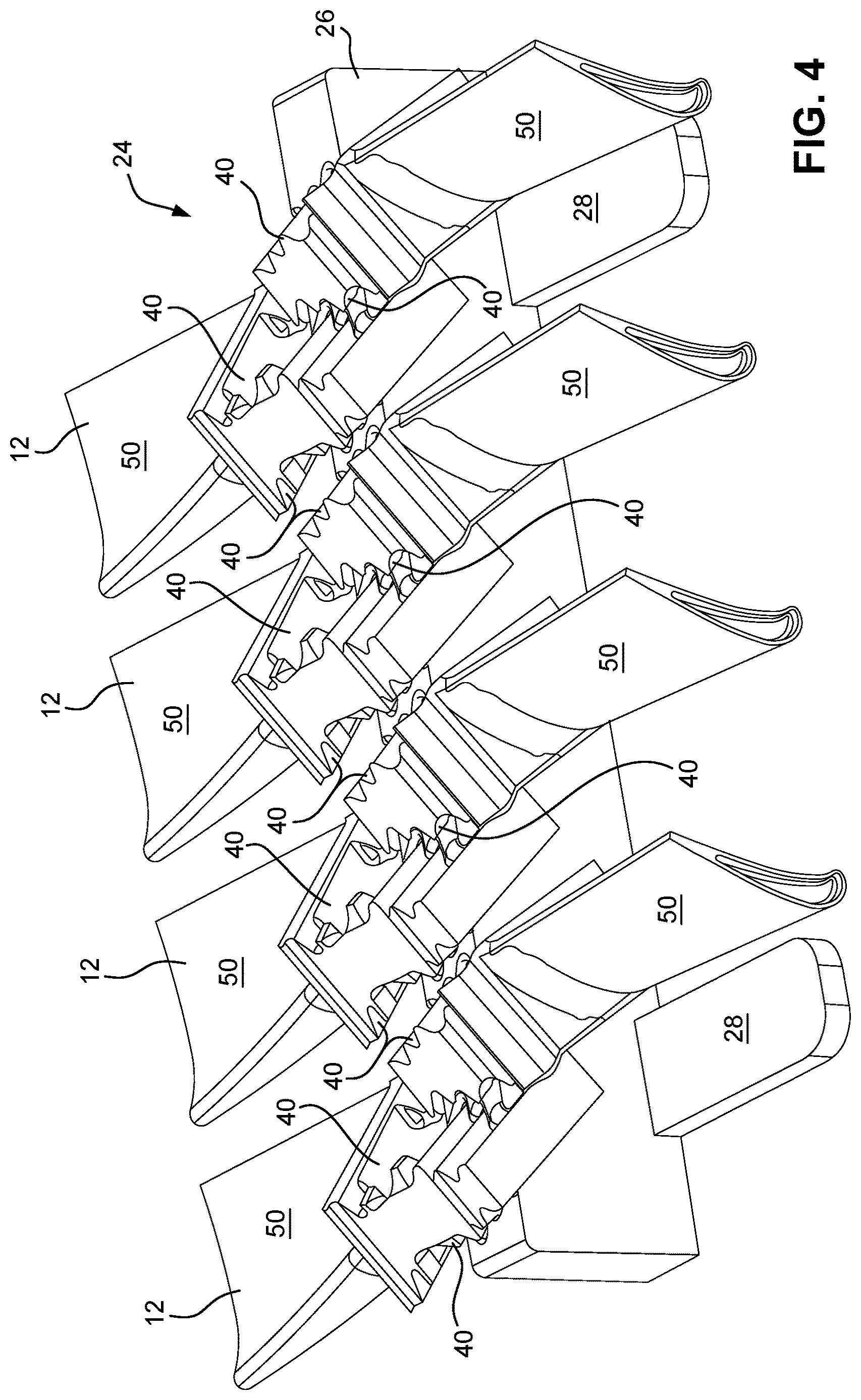 Patent US12612867 Figure 4 – Turbine component holder for imaging