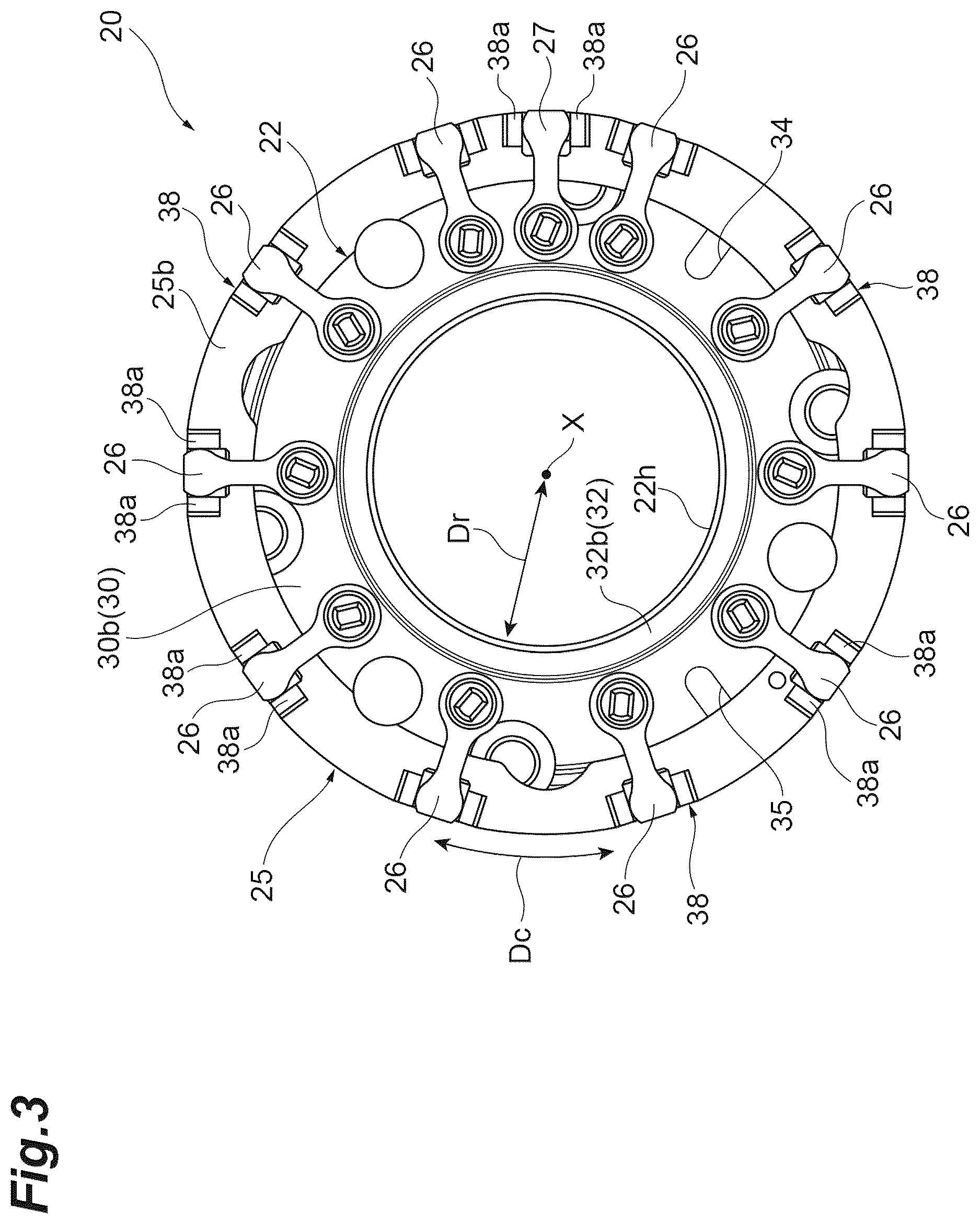 Patent US12612872 Figure 3 – Turbocharger with nozzle ring positioning assembly