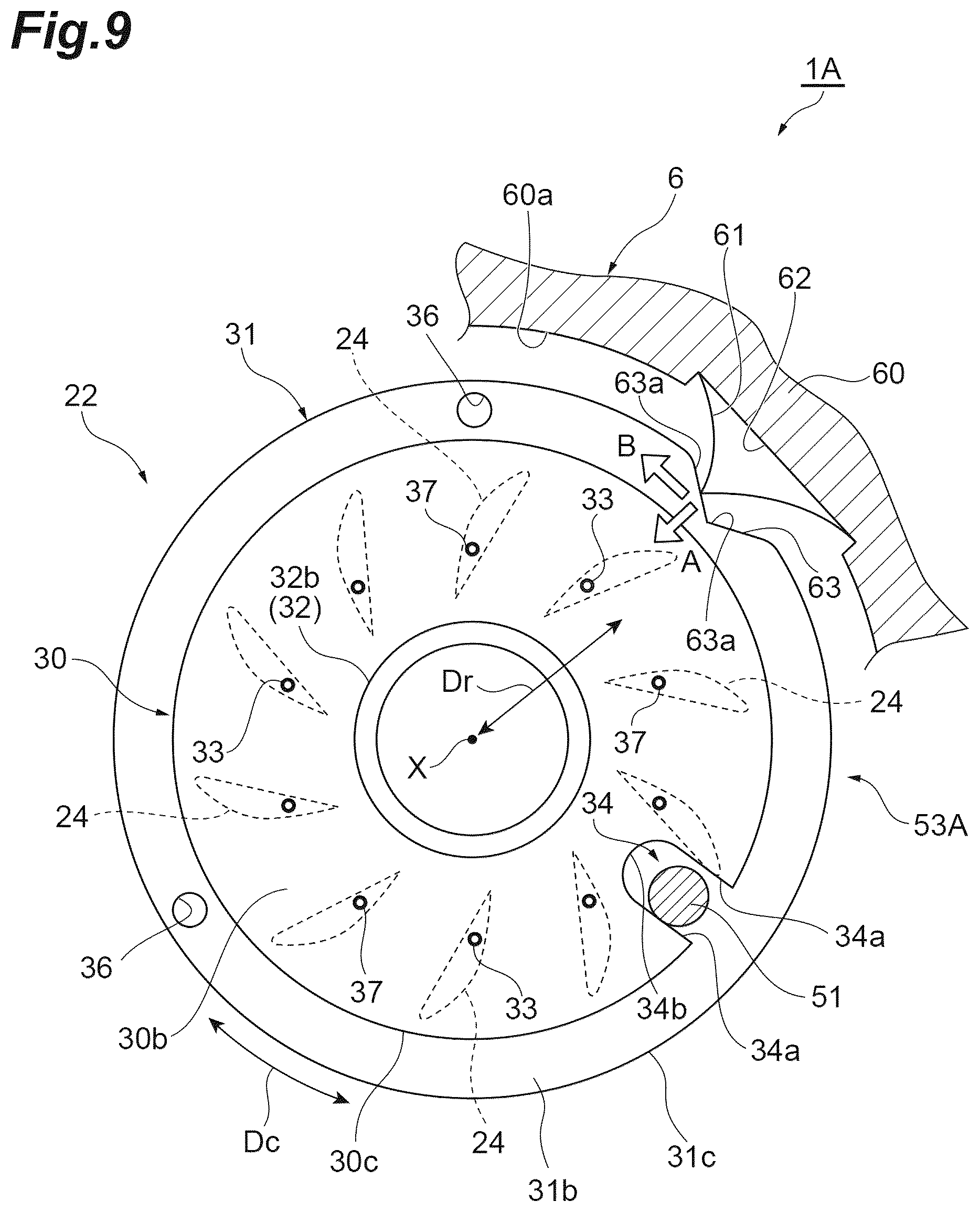 Patent US12612872 Figure 9 – Turbocharger with nozzle ring positioning assembly