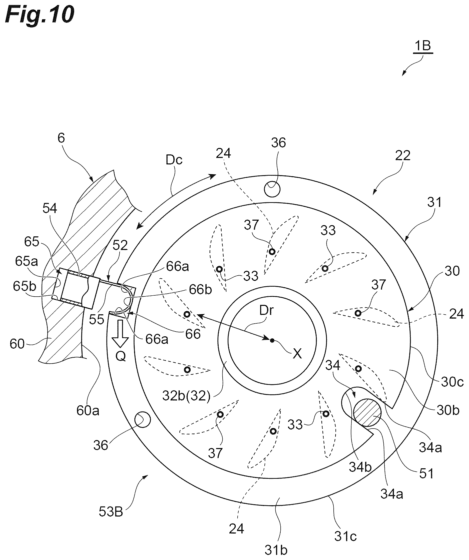 Patent US12612872 Figure 10 – Turbocharger with nozzle ring positioning assembly