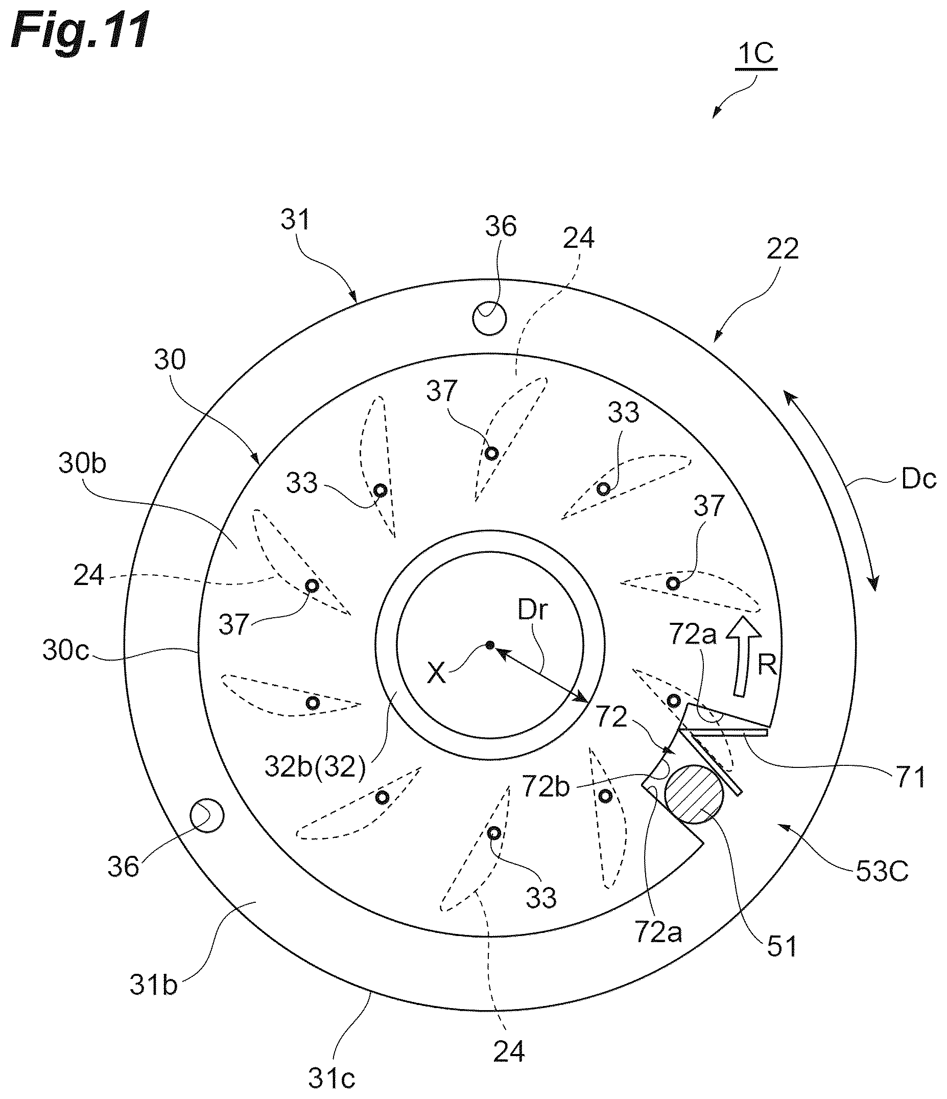 Patent US12612872 Figure 11 – Turbocharger with nozzle ring positioning assembly