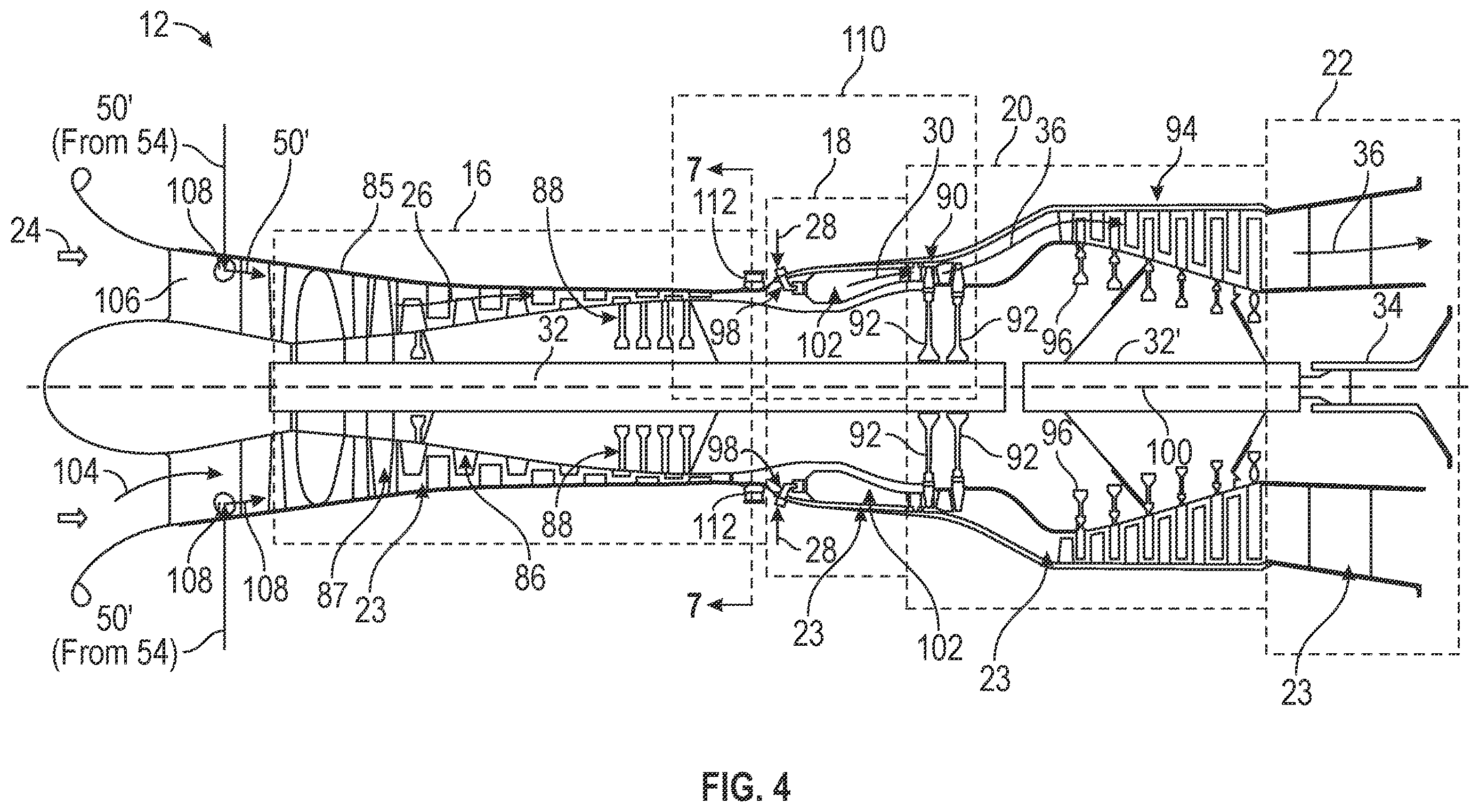 Patent US12612874 Figure 4 – Power system having a gas turbine engine