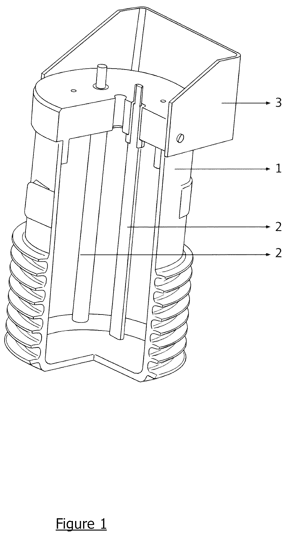 Patent US12612886 Figure 1 – Hydrogen generation device for optimising combustion and reducing the emission of pollutants in diesel cycle engines and method of use
