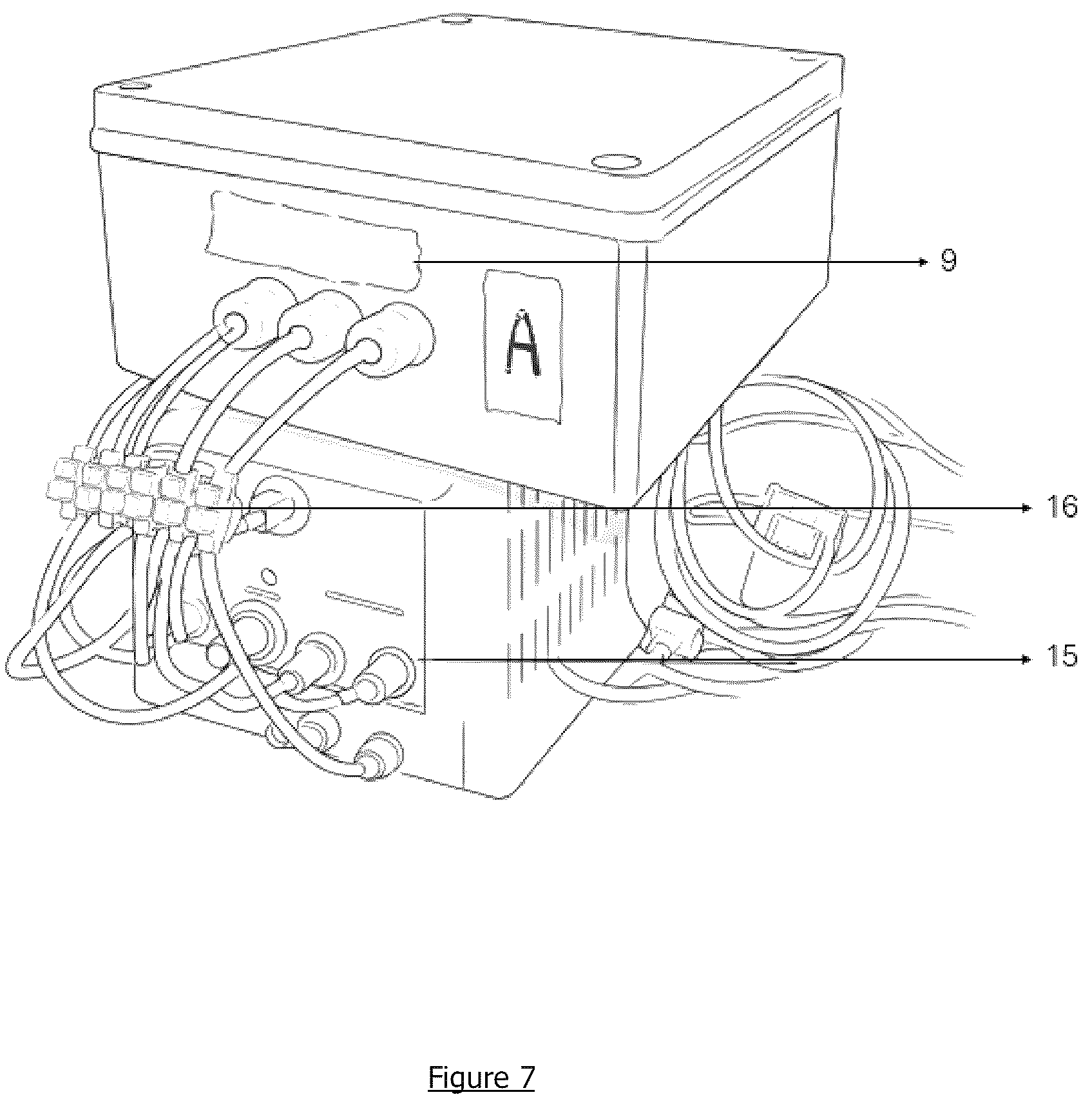 Patent US12612886 Figure 7 – Hydrogen generation device for optimising combustion and reducing the emission of pollutants in diesel cycle engines and method of use