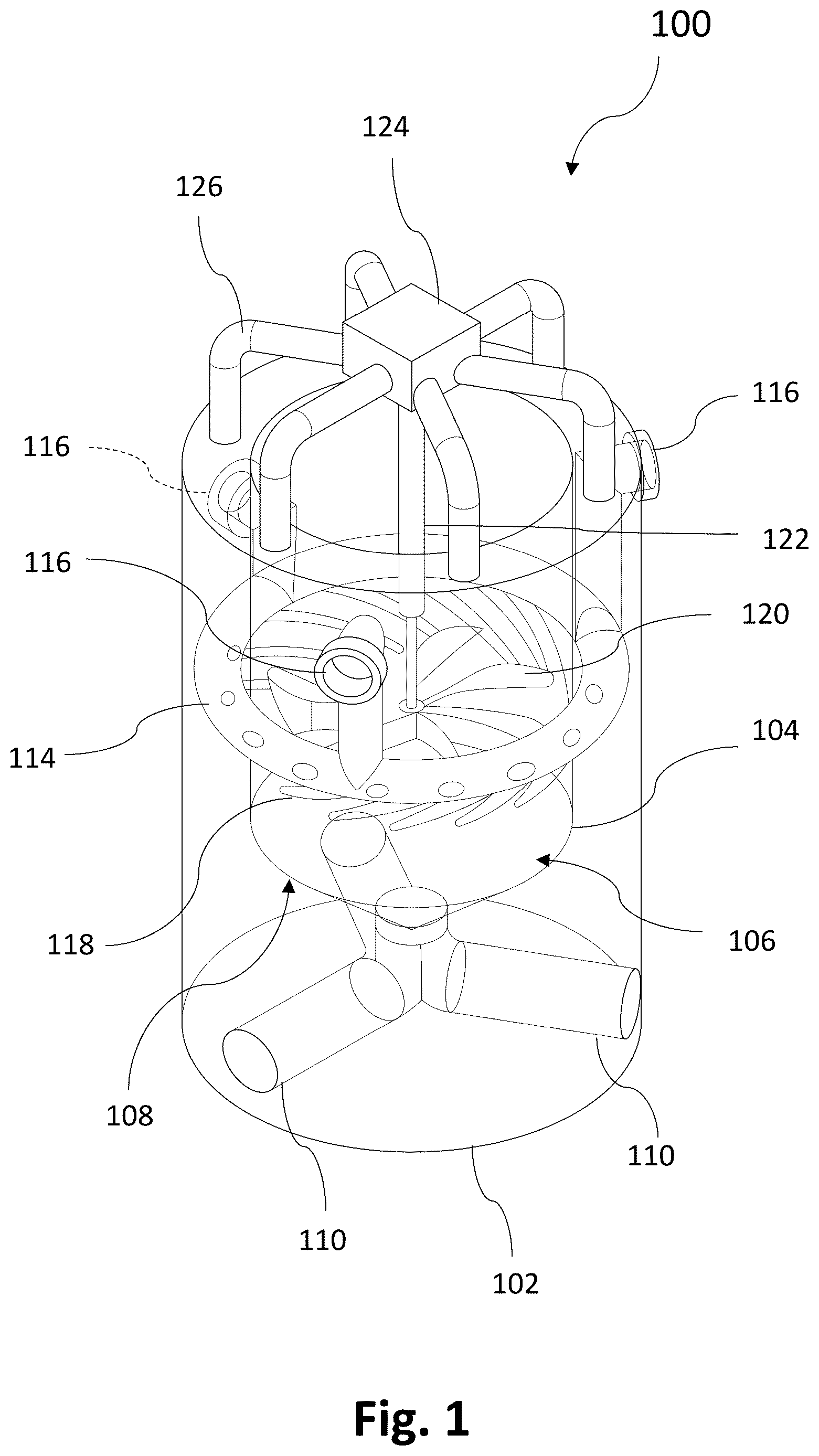 Patent US12612891 Figure 1 – Hydroelectric power generation utilizing tidal flows and coriolis force
