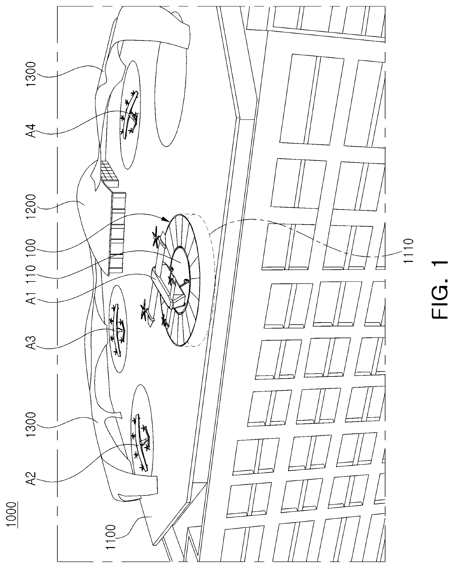 Patent US12612896 Figure 1 – Wind power generation structure and method for vertiport