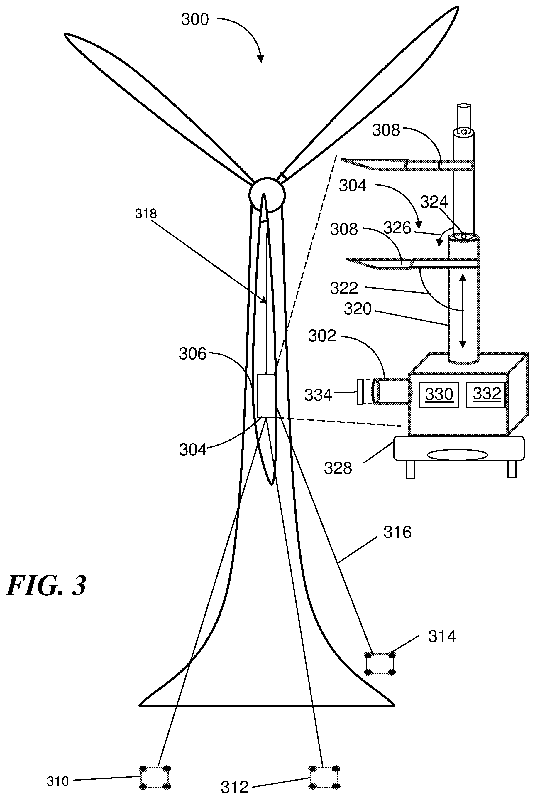 Patent US12612898 Figure 3 – Computer numerical control machine anchoring systems and methods for wind turbine blade maintenance and repair