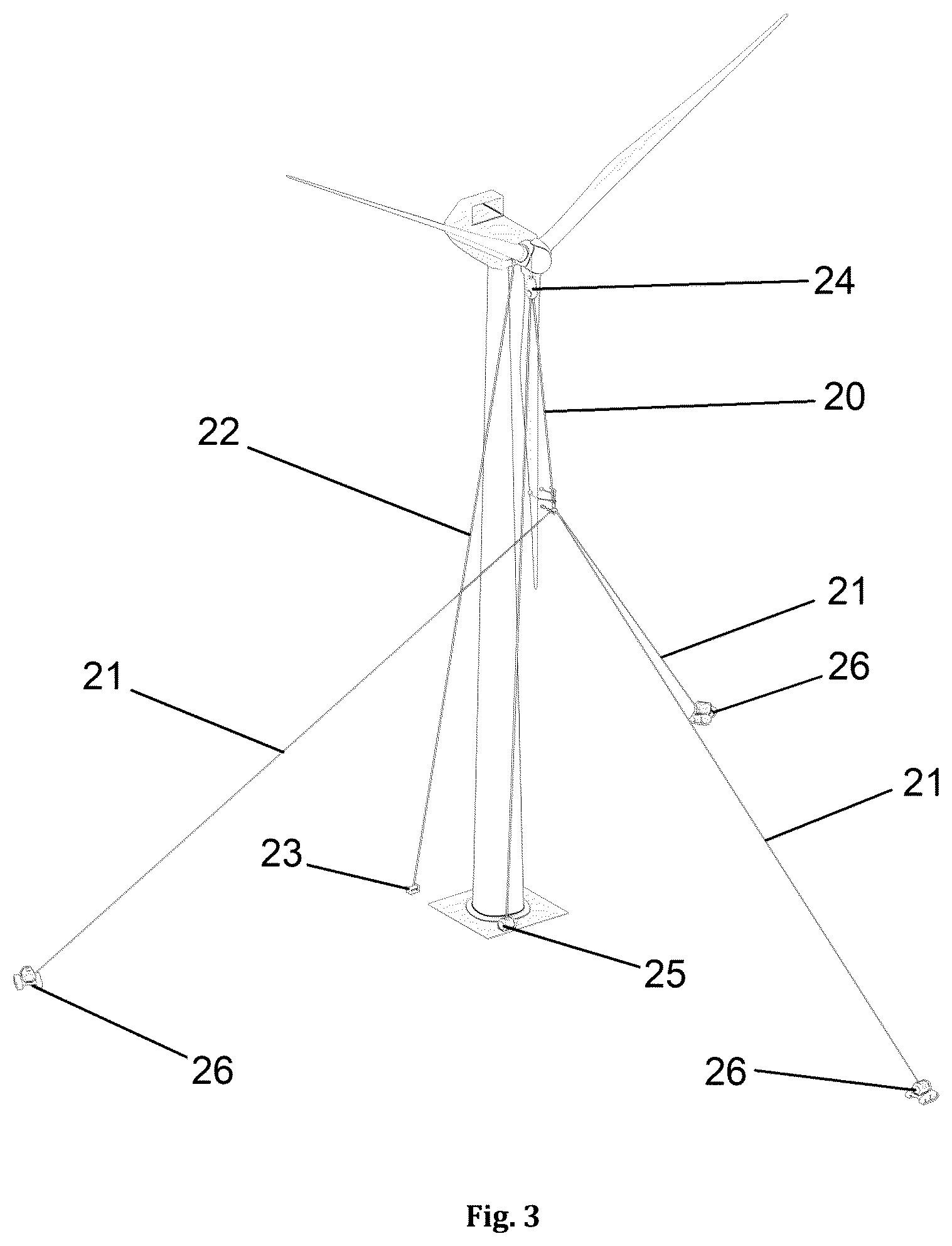 Patent US12612899 Figure 3 – Device for wind turbine blade and tower maintenance and a system for raising and lowering the device