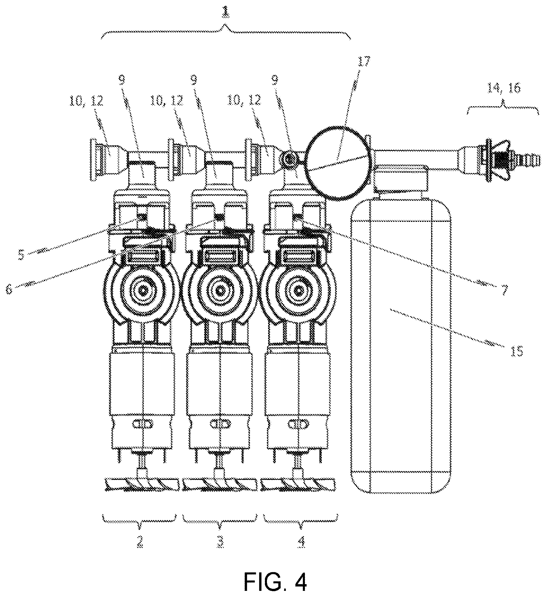 Patent US12612903 Figure 4 – Compressor assembly for an apparatus for inflating and/or repairing inflatable items or products as needed