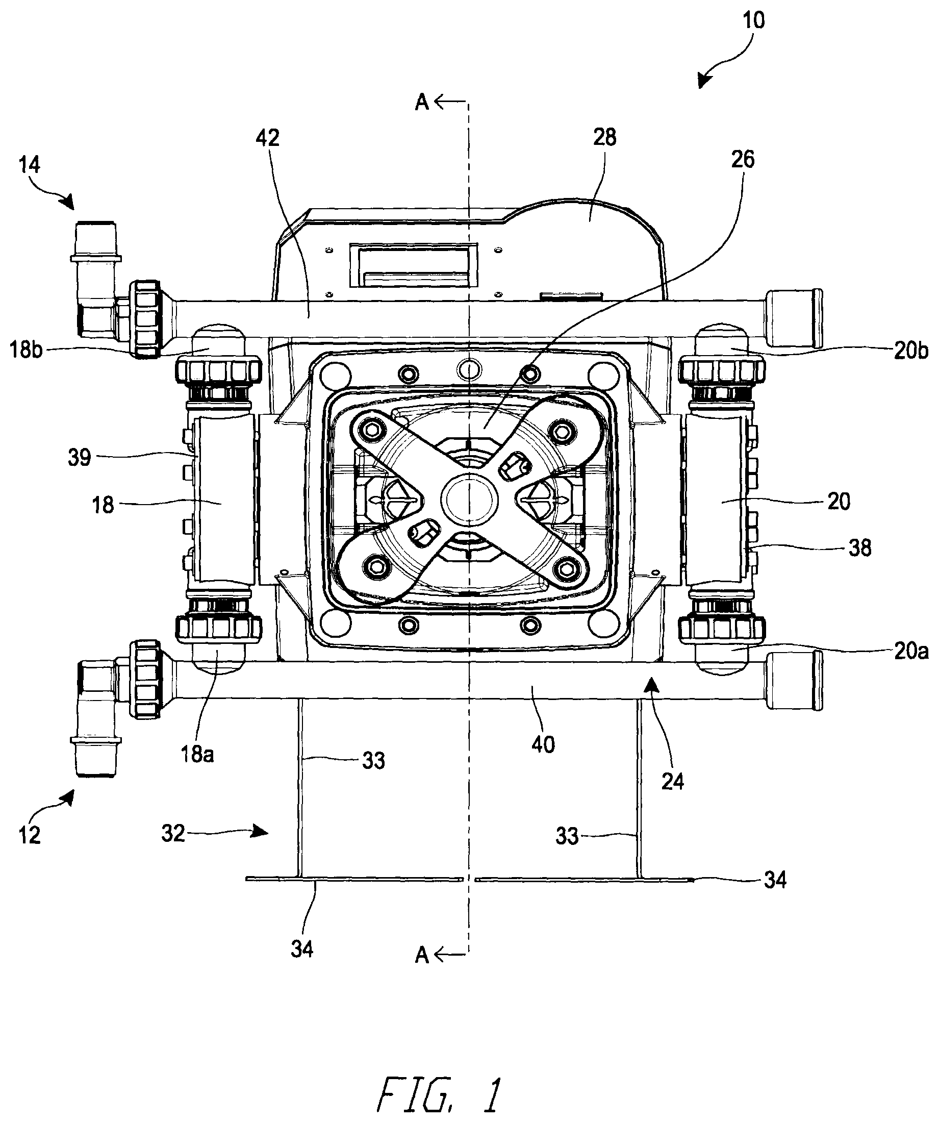 Patent US12612905 Figure 1 – Multiple diaphragm pump