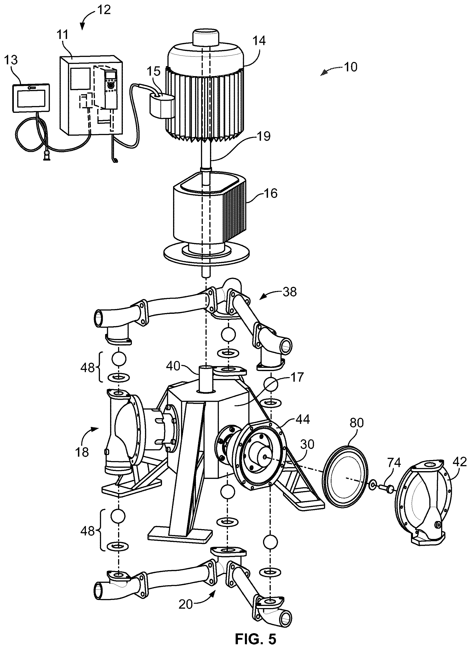 Patent US12612911 Figure 5 – Electric diaphragm pump with offset slider crank