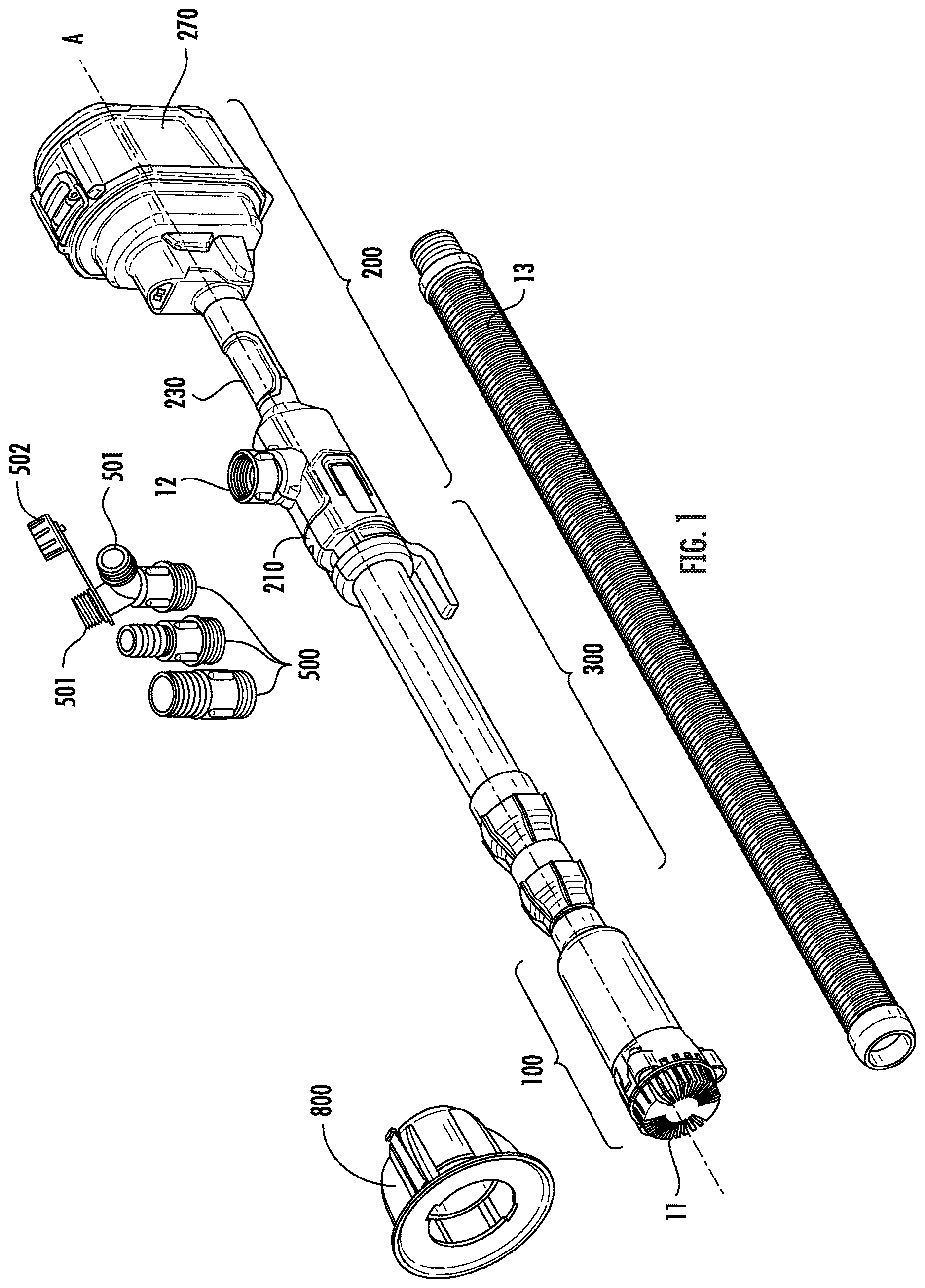 Patent US12612916 Figure 1 – Portable pump with telescopic tubes