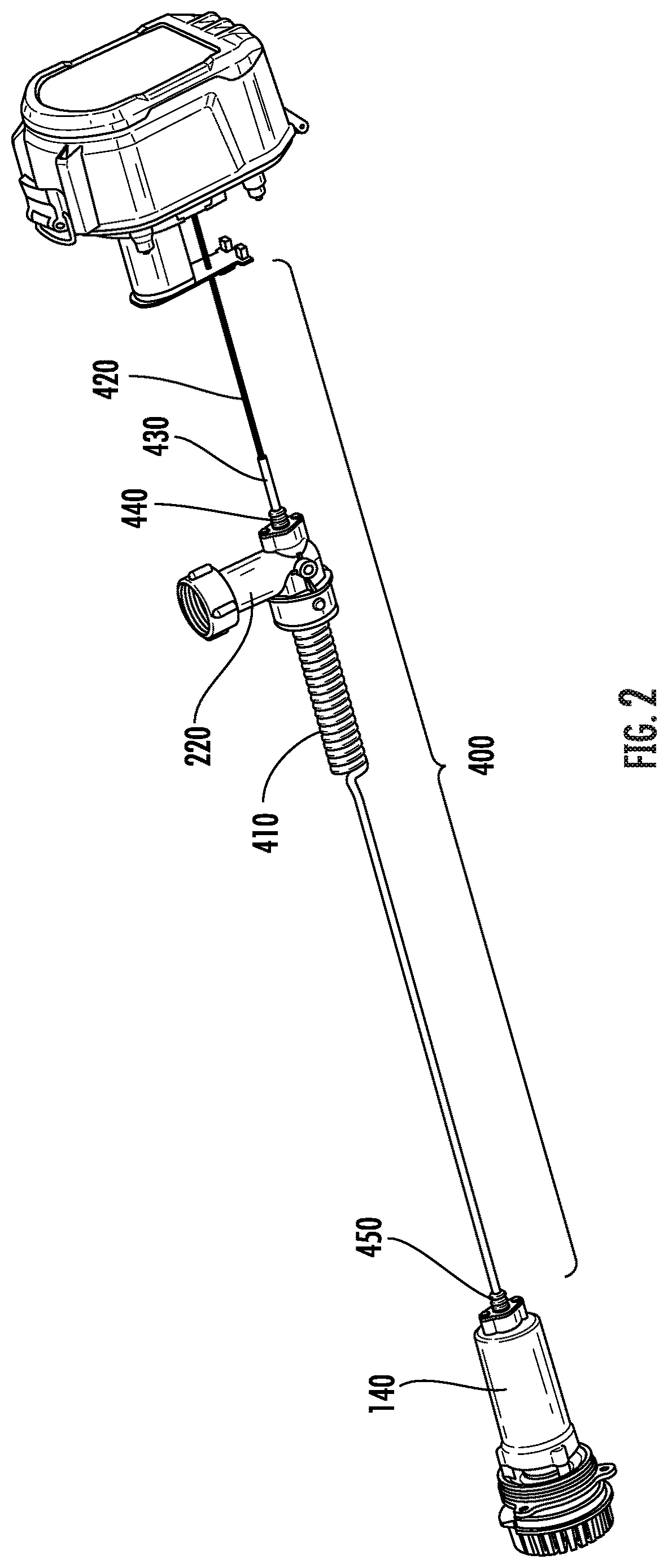 Patent US12612916 Figure 2 – Portable pump with telescopic tubes