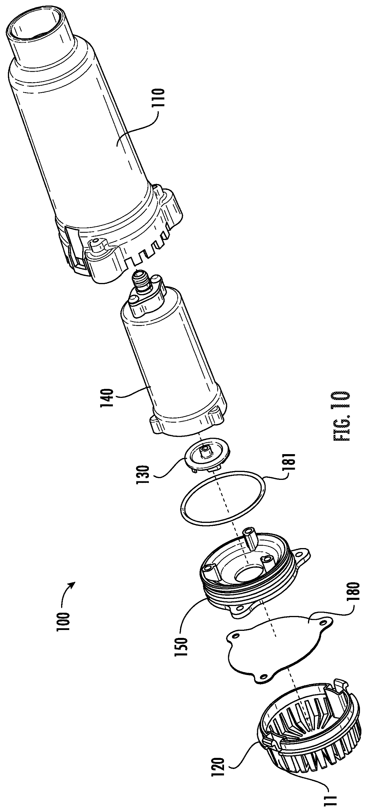 Patent US12612916 Figure 10 – Portable pump with telescopic tubes