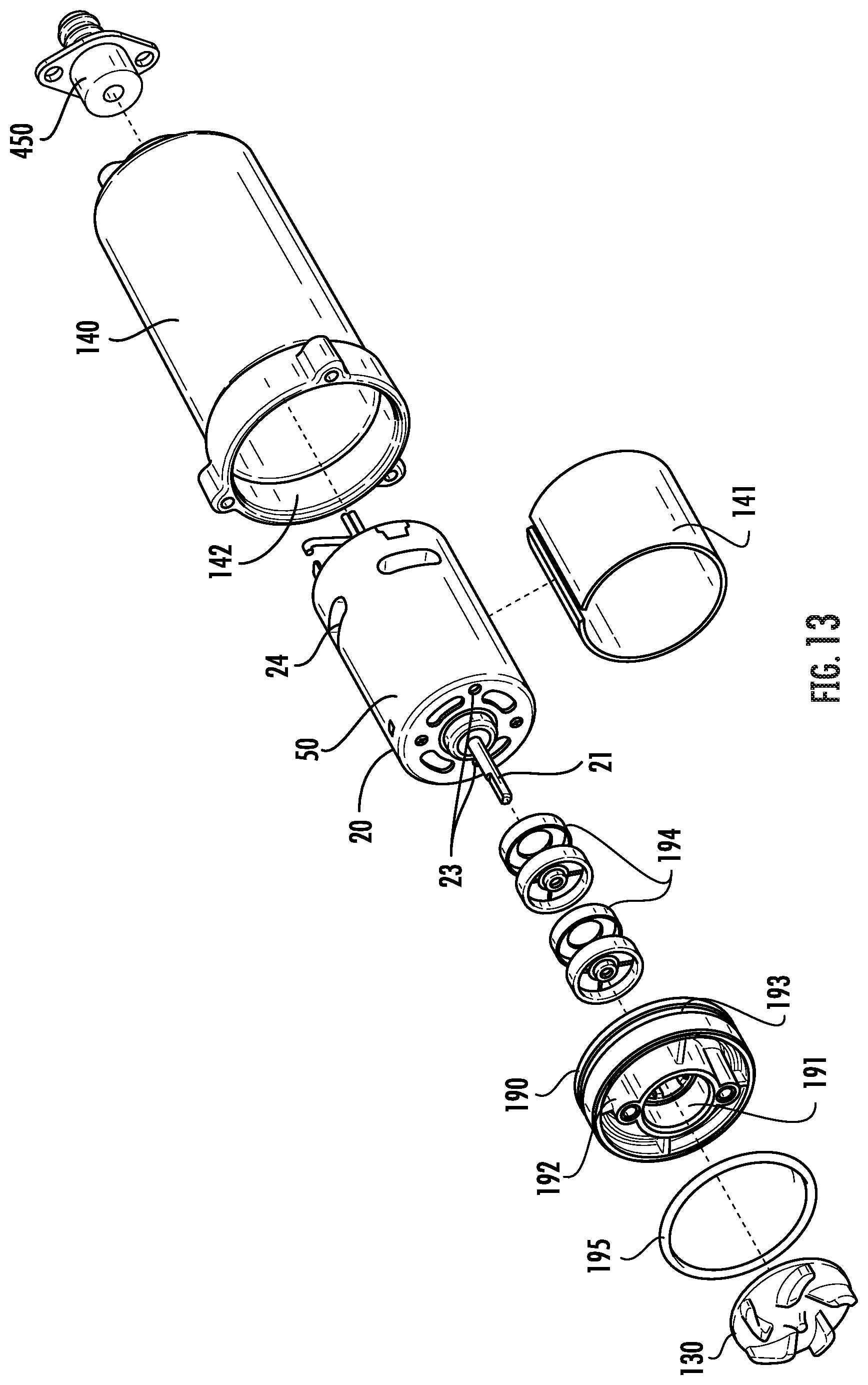 Patent US12612916 Figure 13 – Portable pump with telescopic tubes