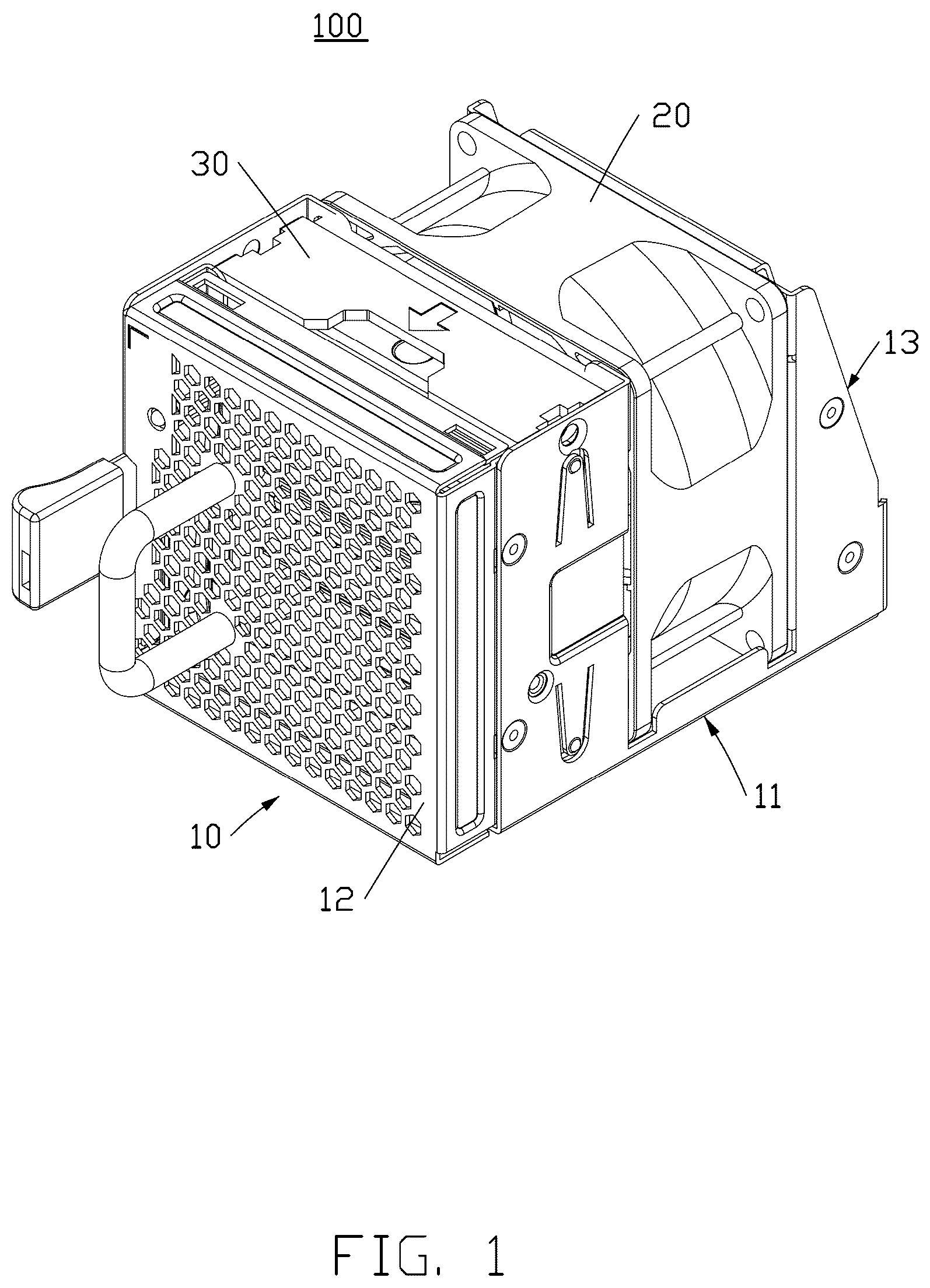 Patent US12612920 Figure 1 – Fan module and electronic device