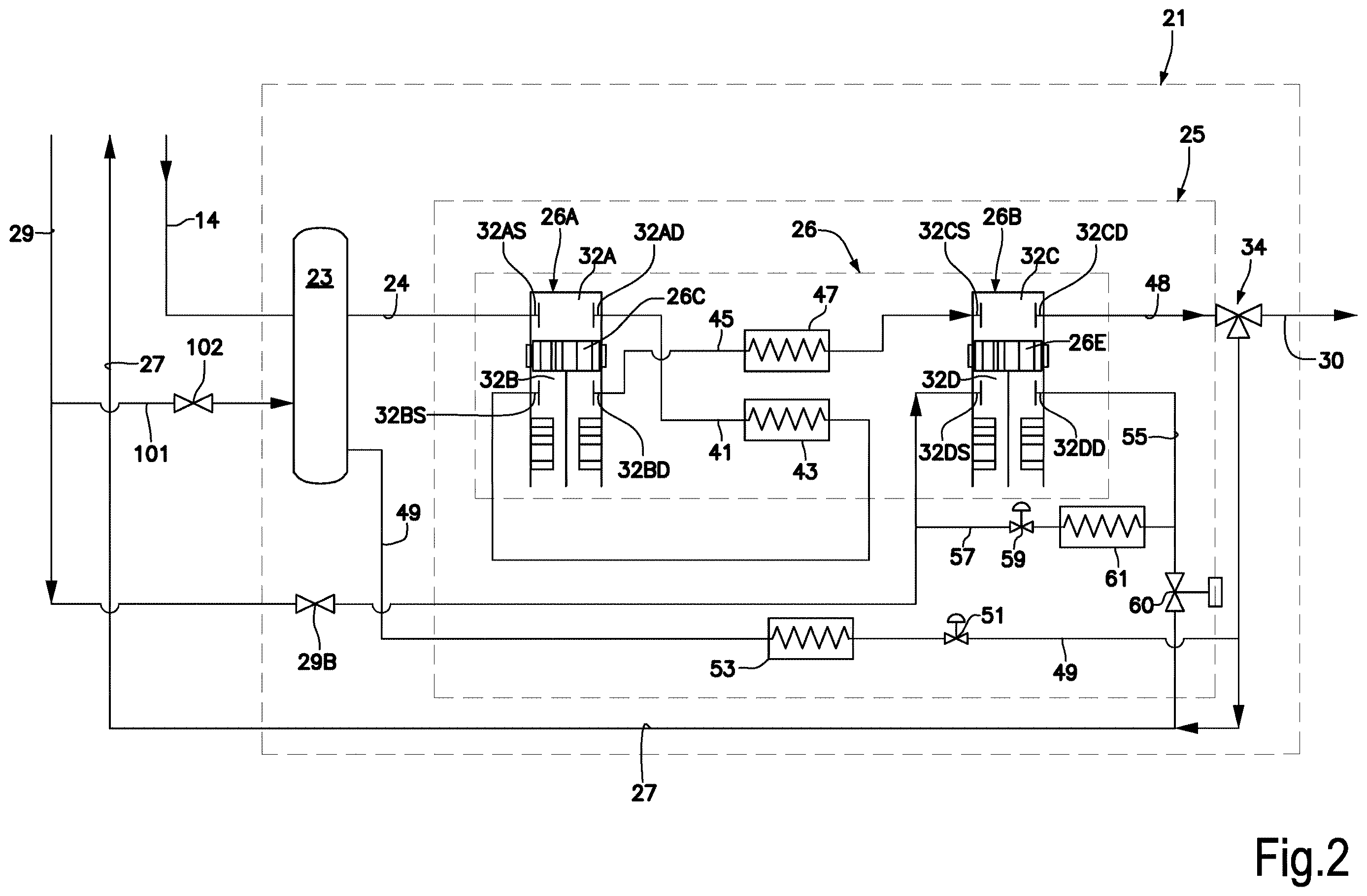 Patent US12612922 Figure 2 – Sealing gas leakage recovery and sealing gas boosting system and method