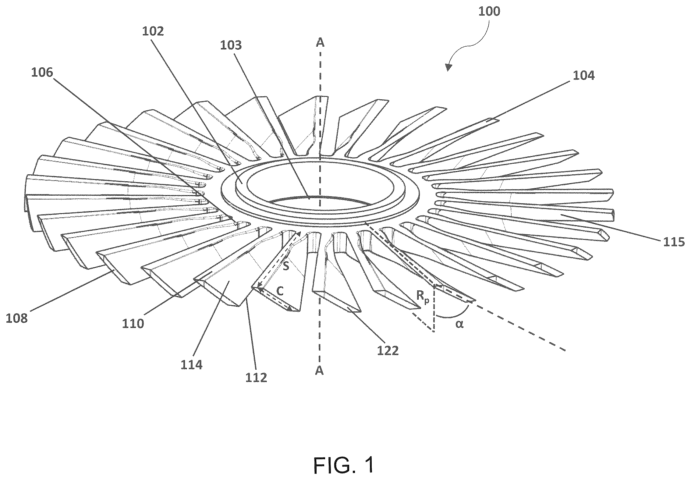 Patent US12612925 Figure 1 – Rotor blade for a turbomolecular vacuum pump
