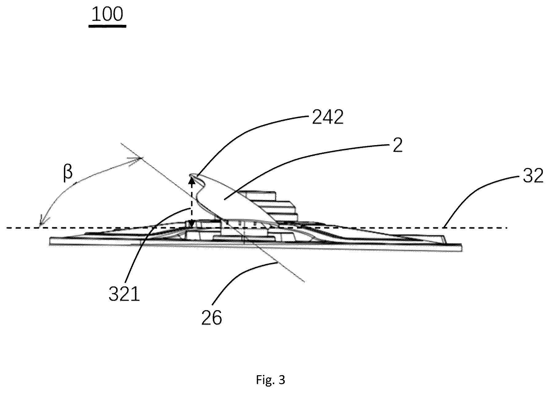 Patent US12612926 Figure 3 – Fan blade, fan and fan lamp
