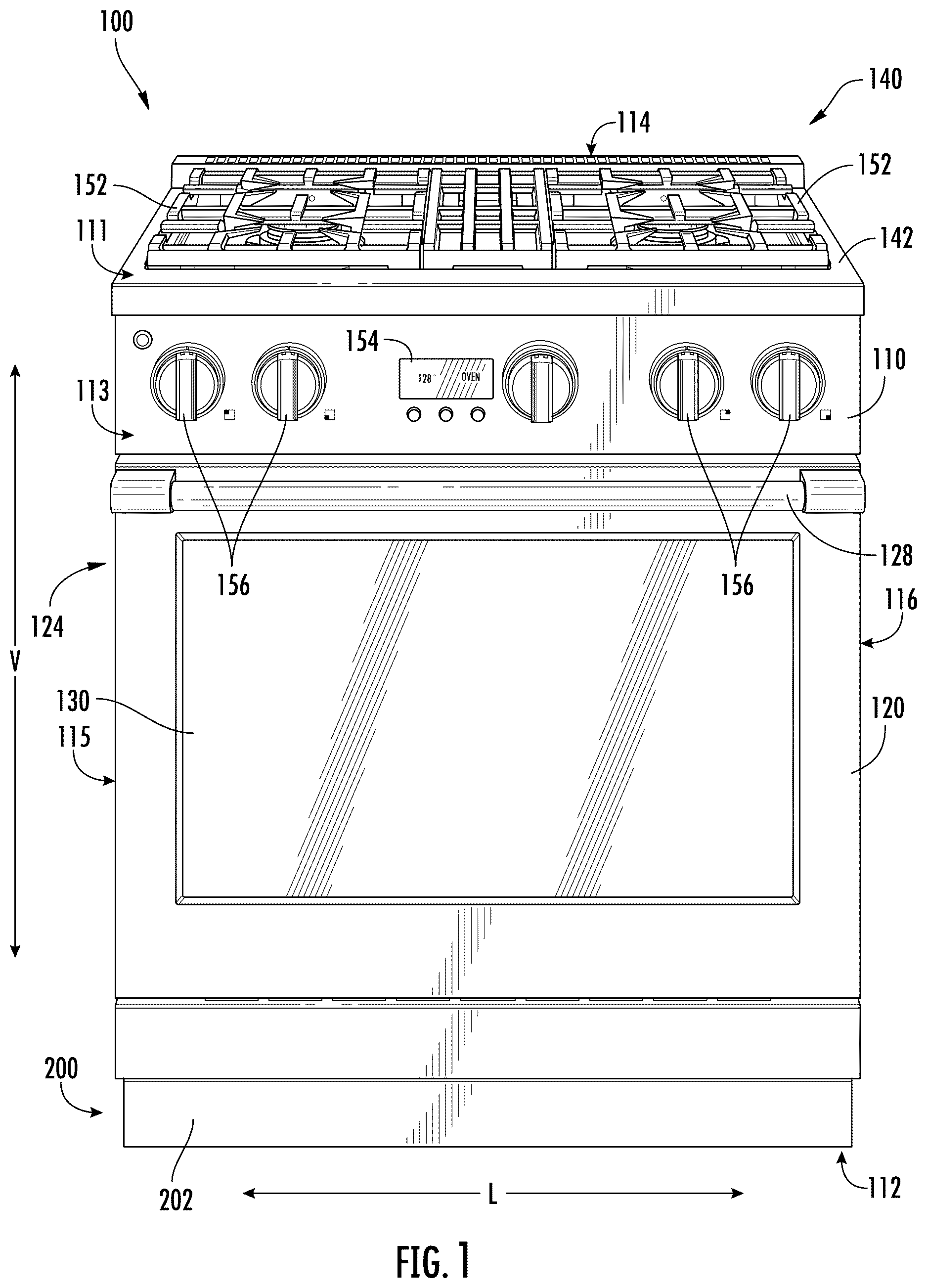 Patent US12612934 Figure 1 – Household appliance toe kick plate fastening
