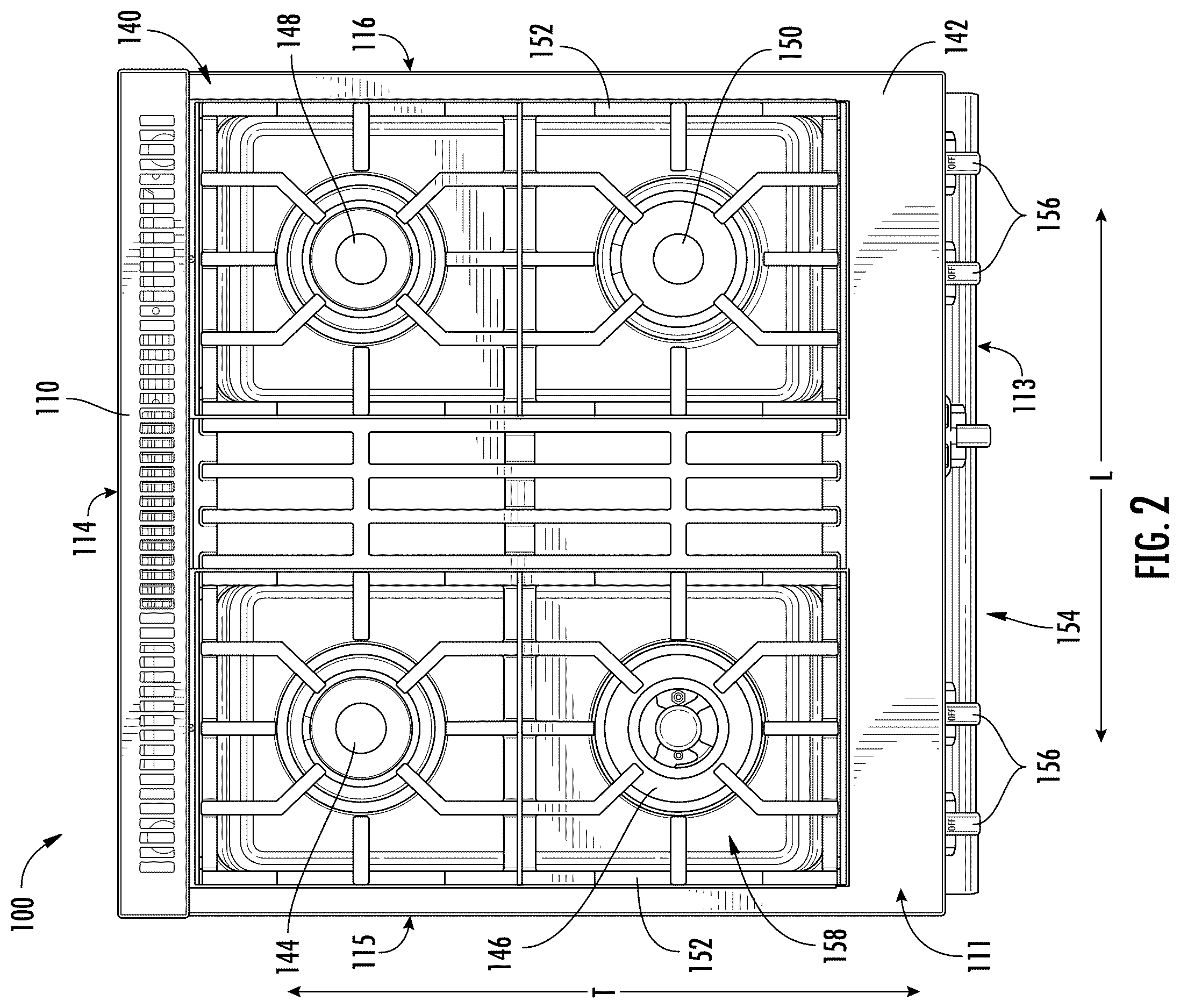 Patent US12612934 Figure 2 – Household appliance toe kick plate fastening