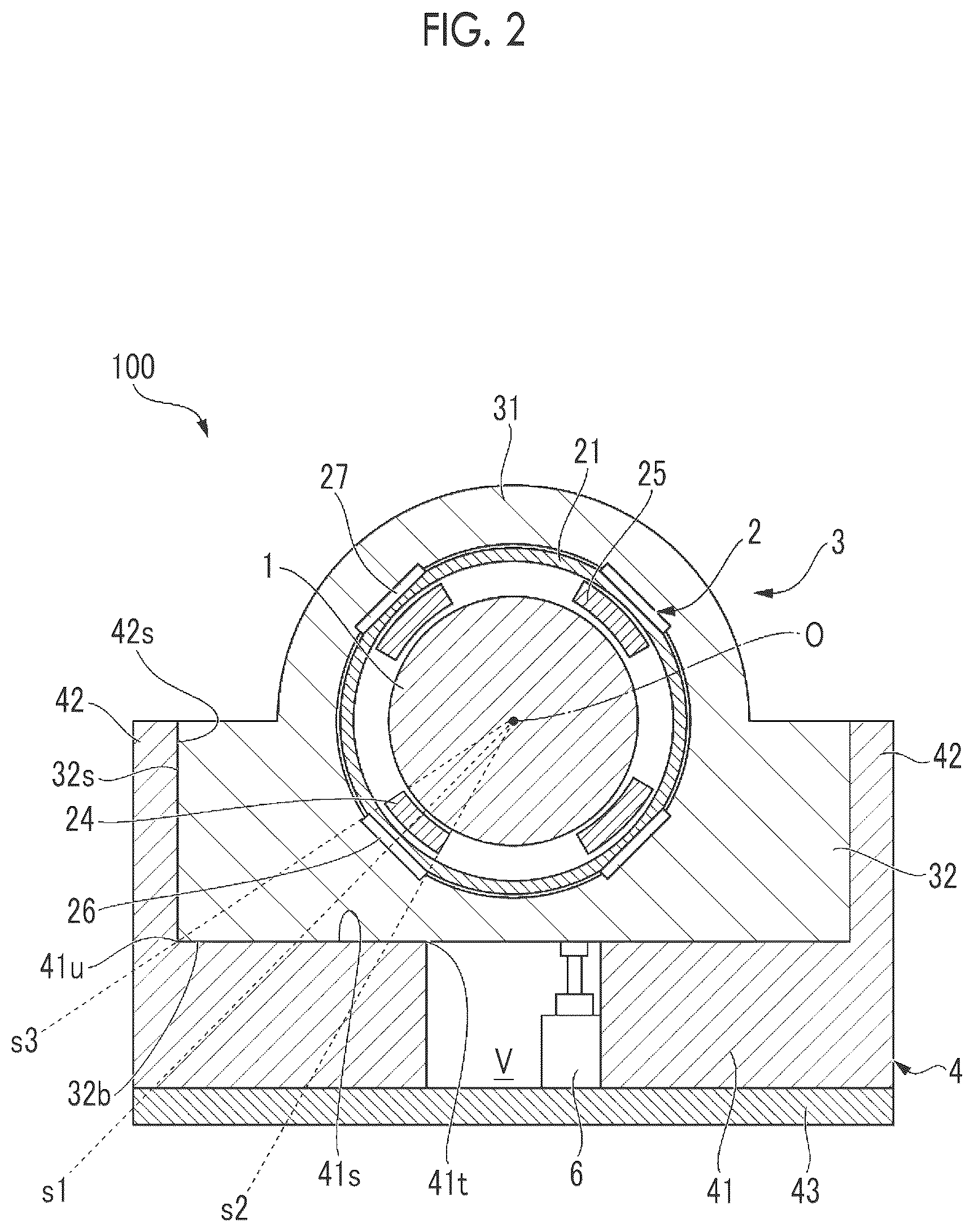 Patent US12612945 Figure 2 – Bearing device and rotating machine