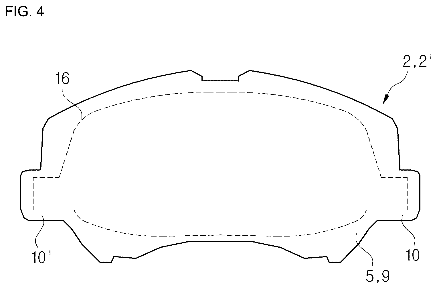 Patent US12612950 Figure 4 – Brake pad for a disk brake system and disk brake system