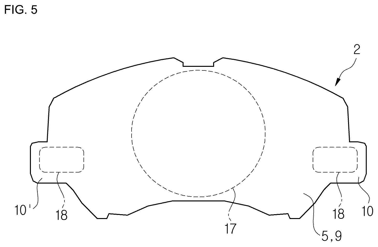 Patent US12612950 Figure 5 – Brake pad for a disk brake system and disk brake system