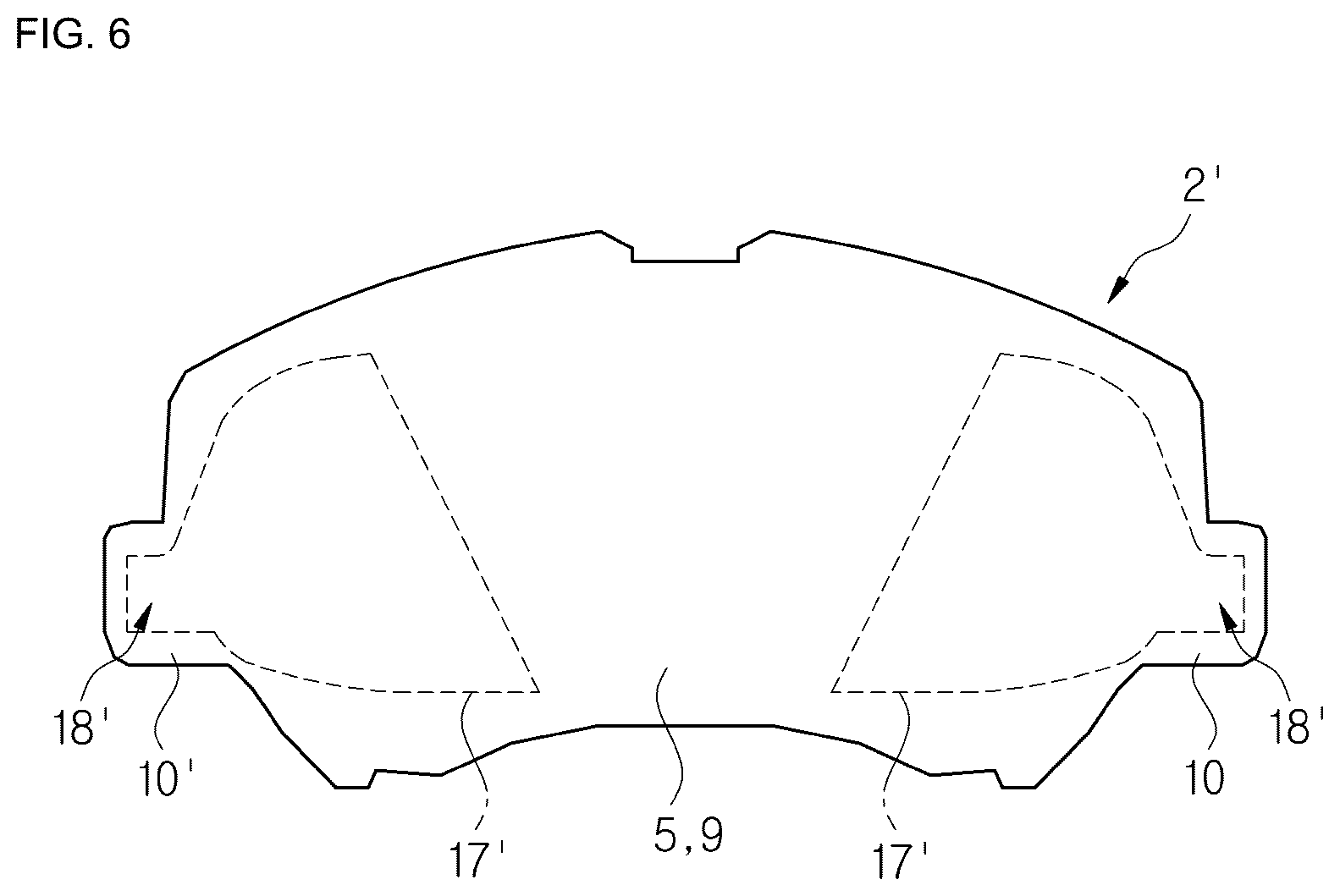 Patent US12612950 Figure 6 – Brake pad for a disk brake system and disk brake system