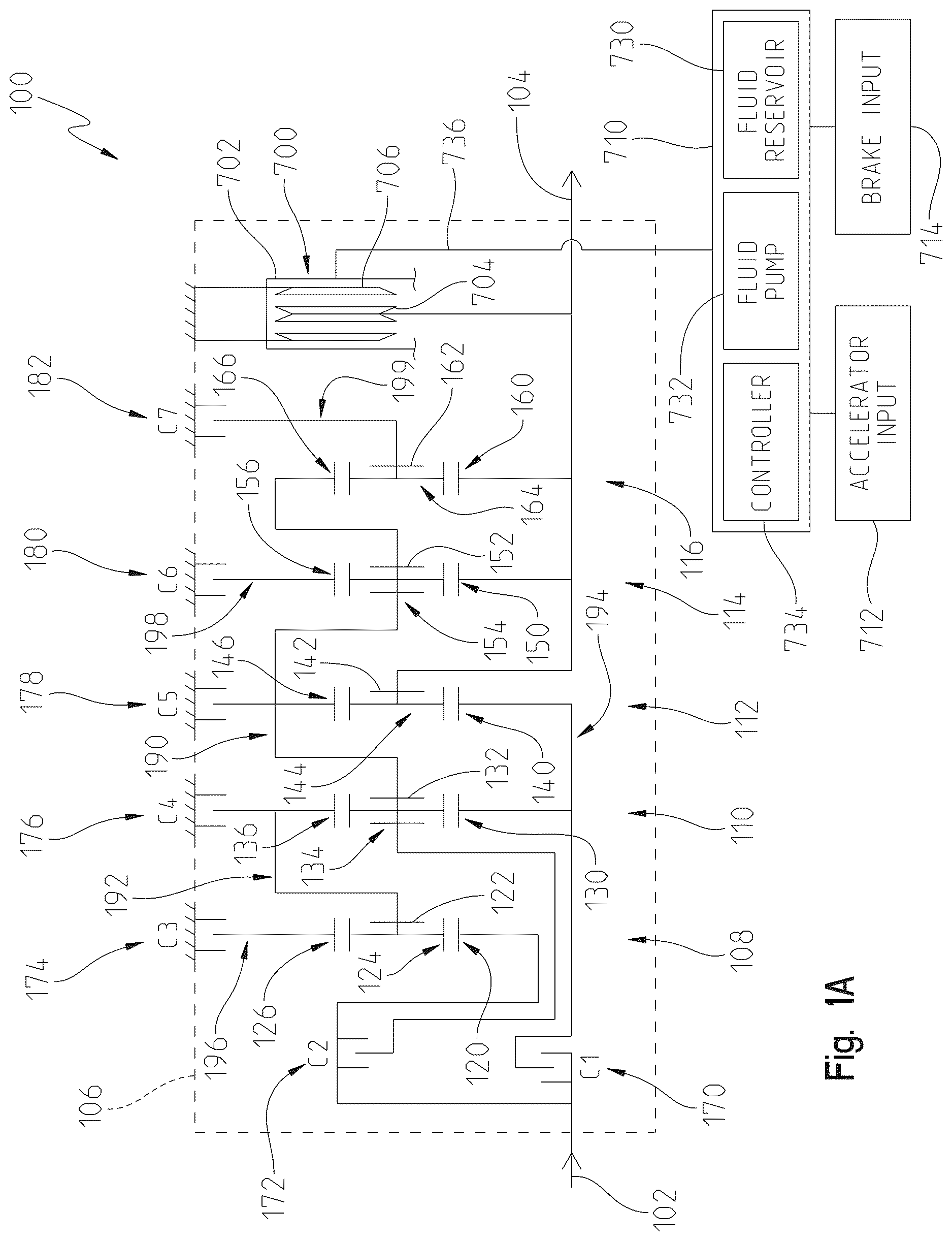 Patent US12612954 Figure 2 – Multi-speed planetary transmission