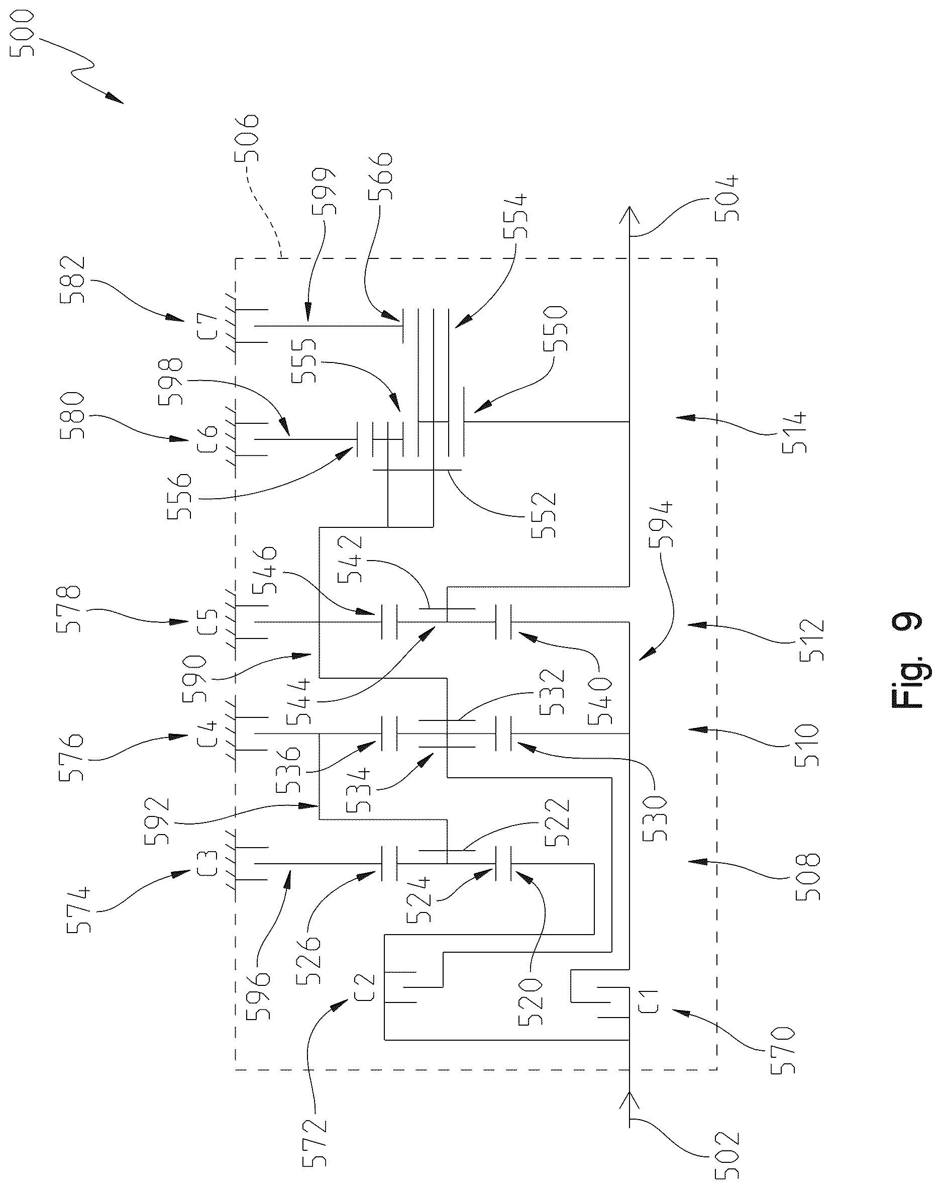 Patent US12612954 Figure 14 – Multi-speed planetary transmission