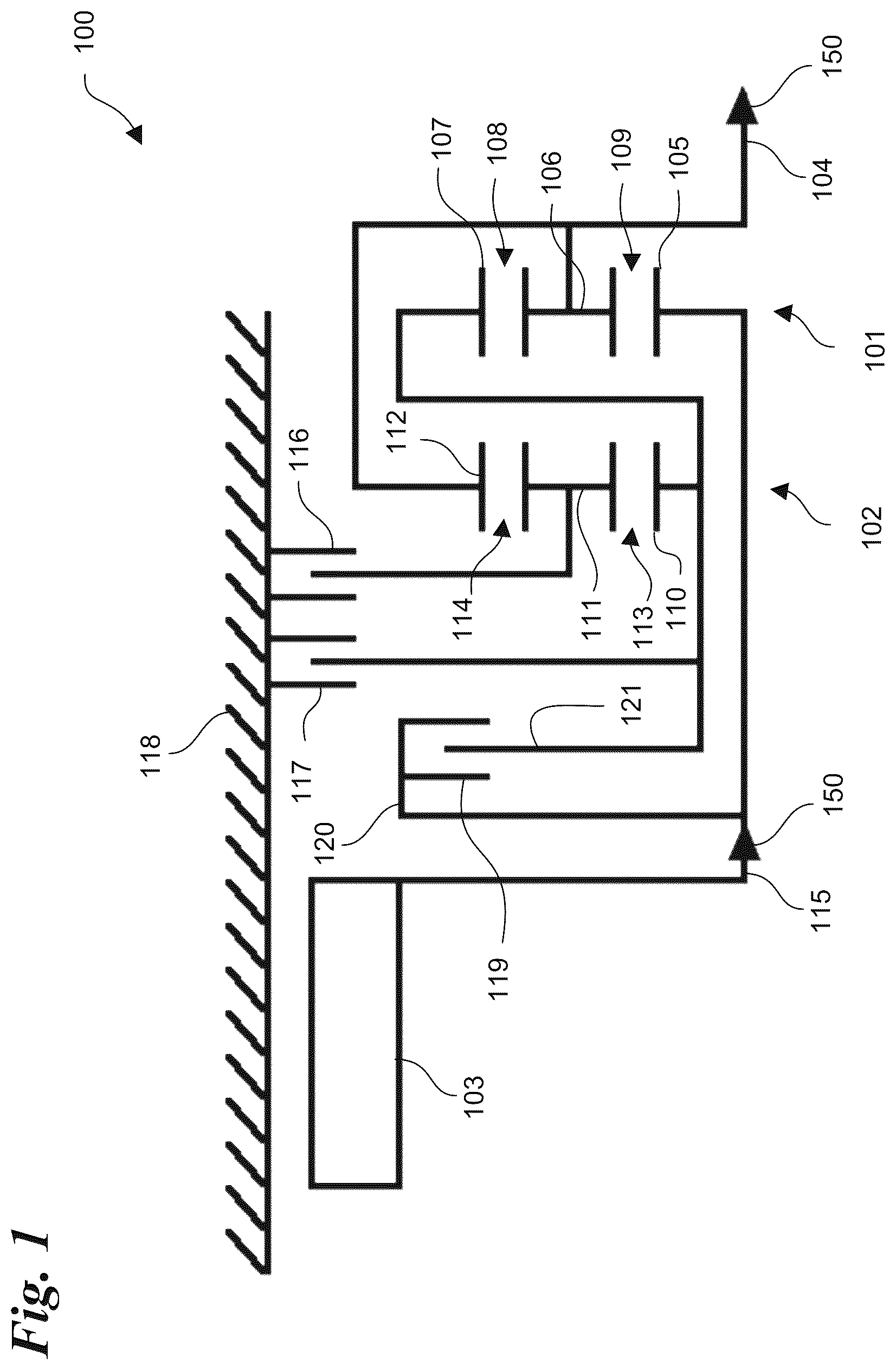 Patent US12612955 Figure 1 – Modular three-speed transmission for an electric drive system