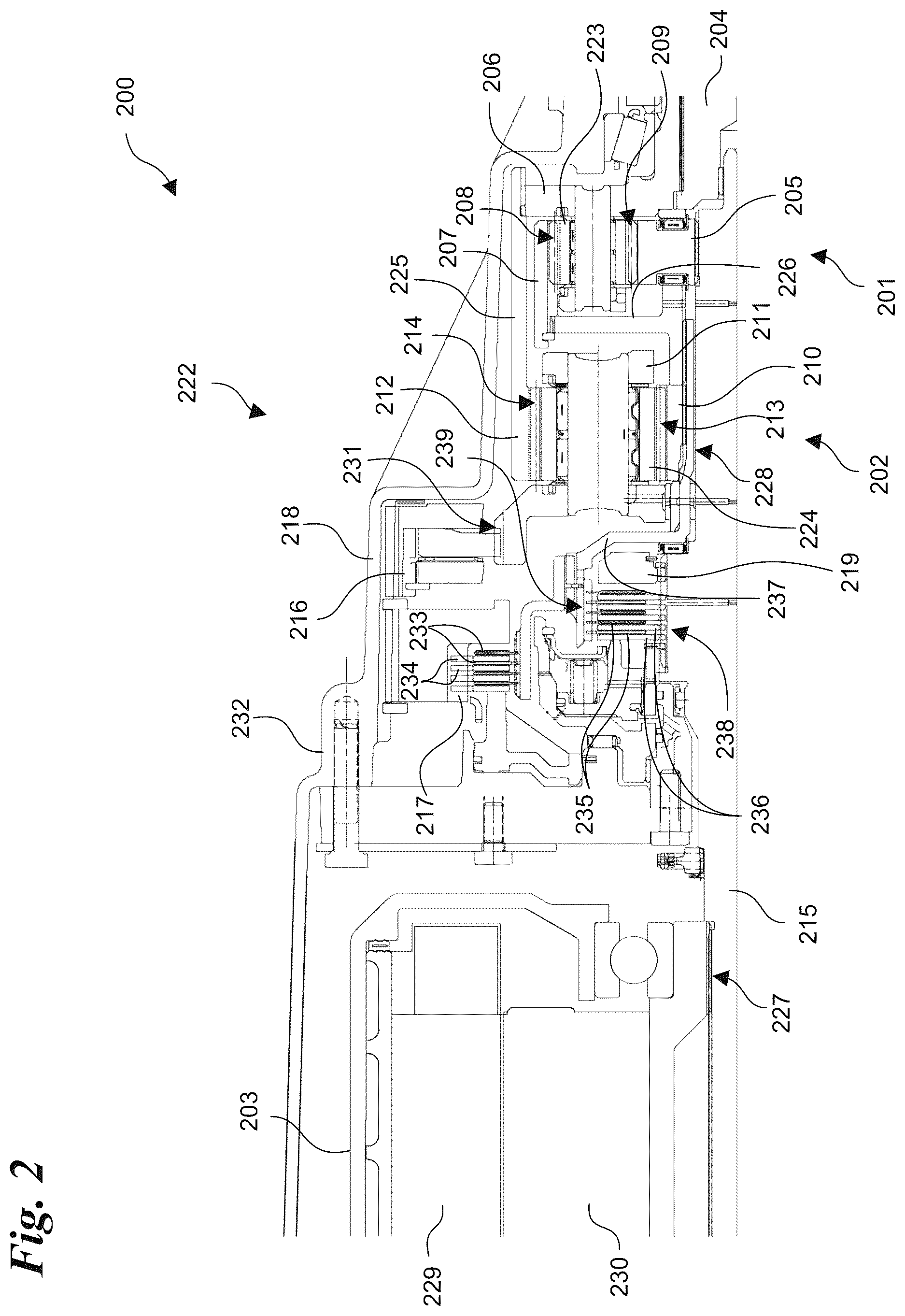 Patent US12612955 Figure 2 – Modular three-speed transmission for an electric drive system