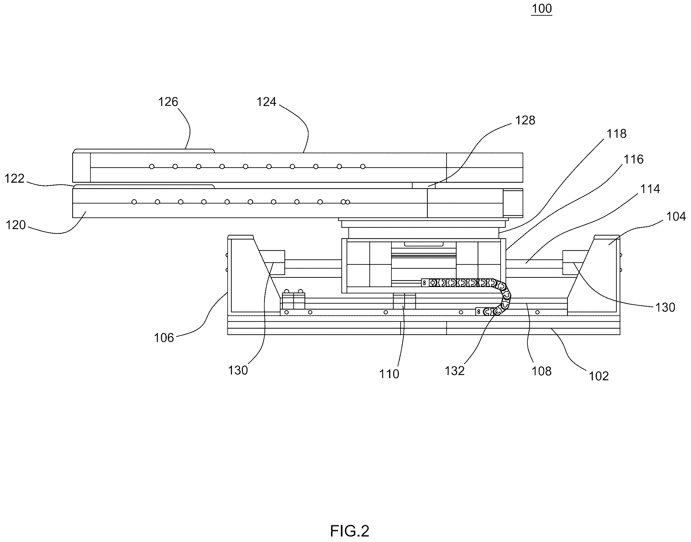 Patent US12612959 Figure 2 – Apparatus for converting rotational motion to linear motion