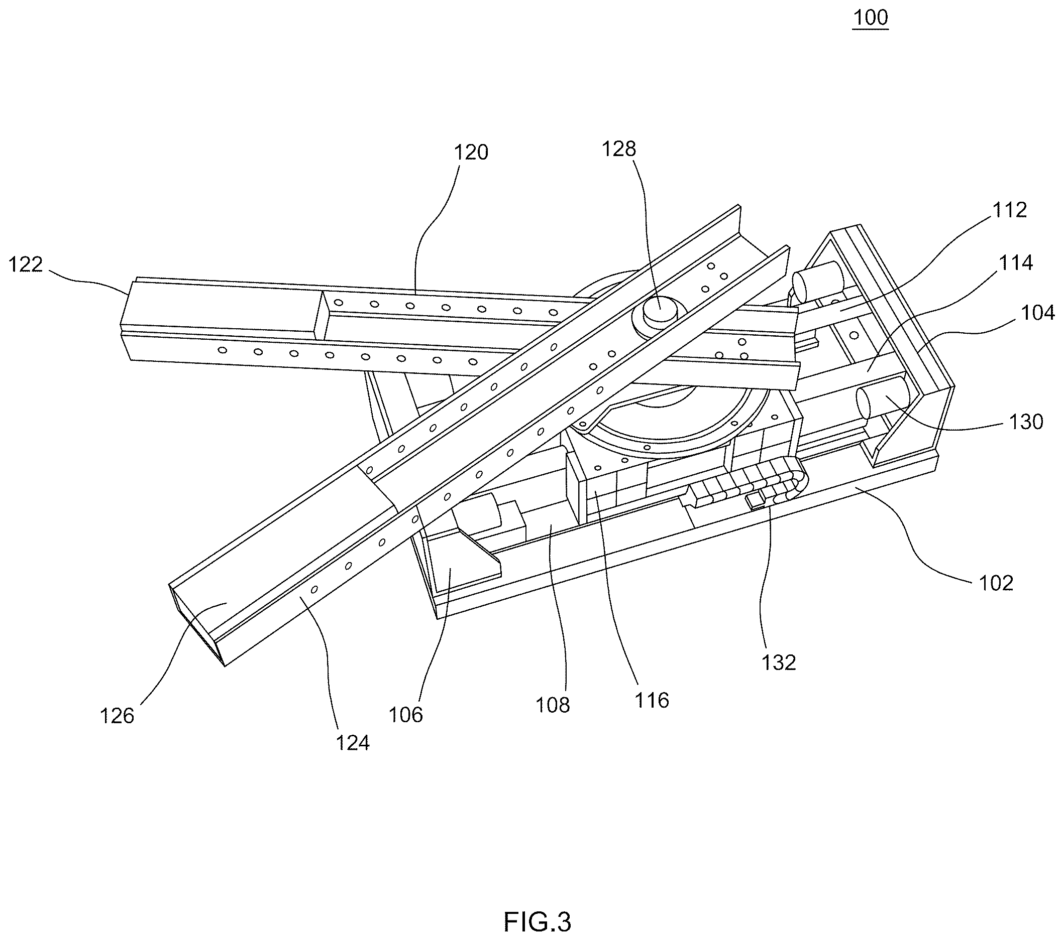 Patent US12612959 Figure 3 – Apparatus for converting rotational motion to linear motion