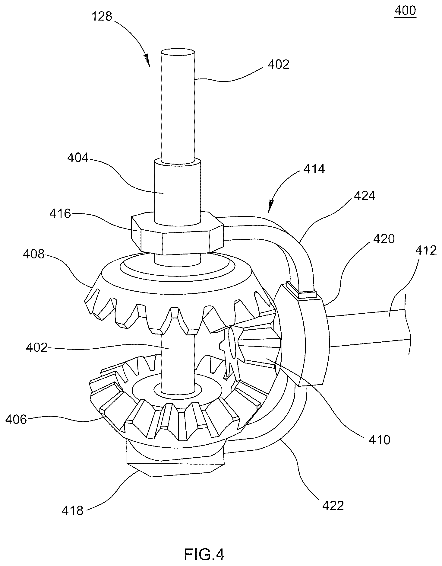 Patent US12612959 Figure 4 – Apparatus for converting rotational motion to linear motion