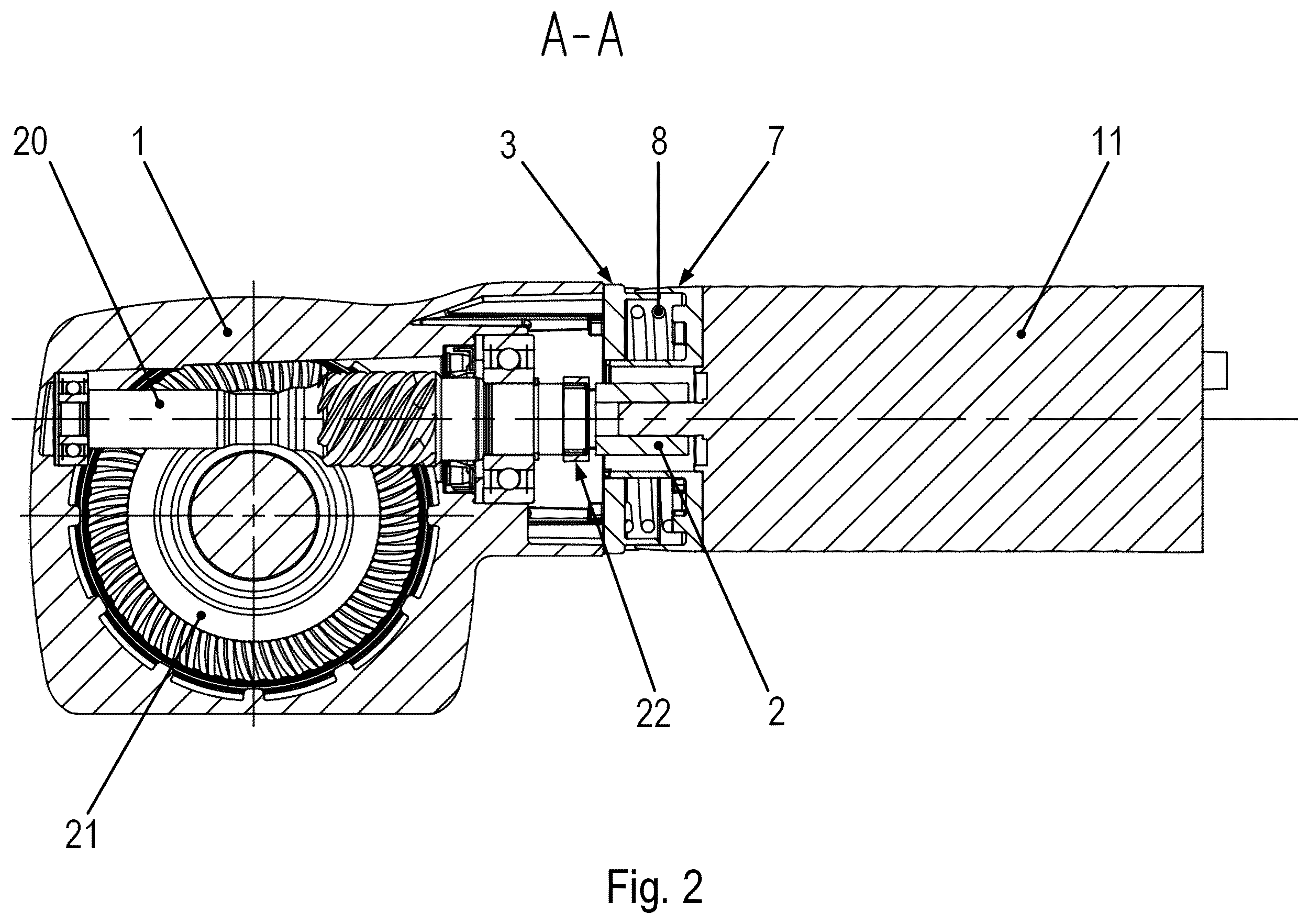 Patent US12612964 Figure 2 – Geared motor including an electric motor and a gearbox