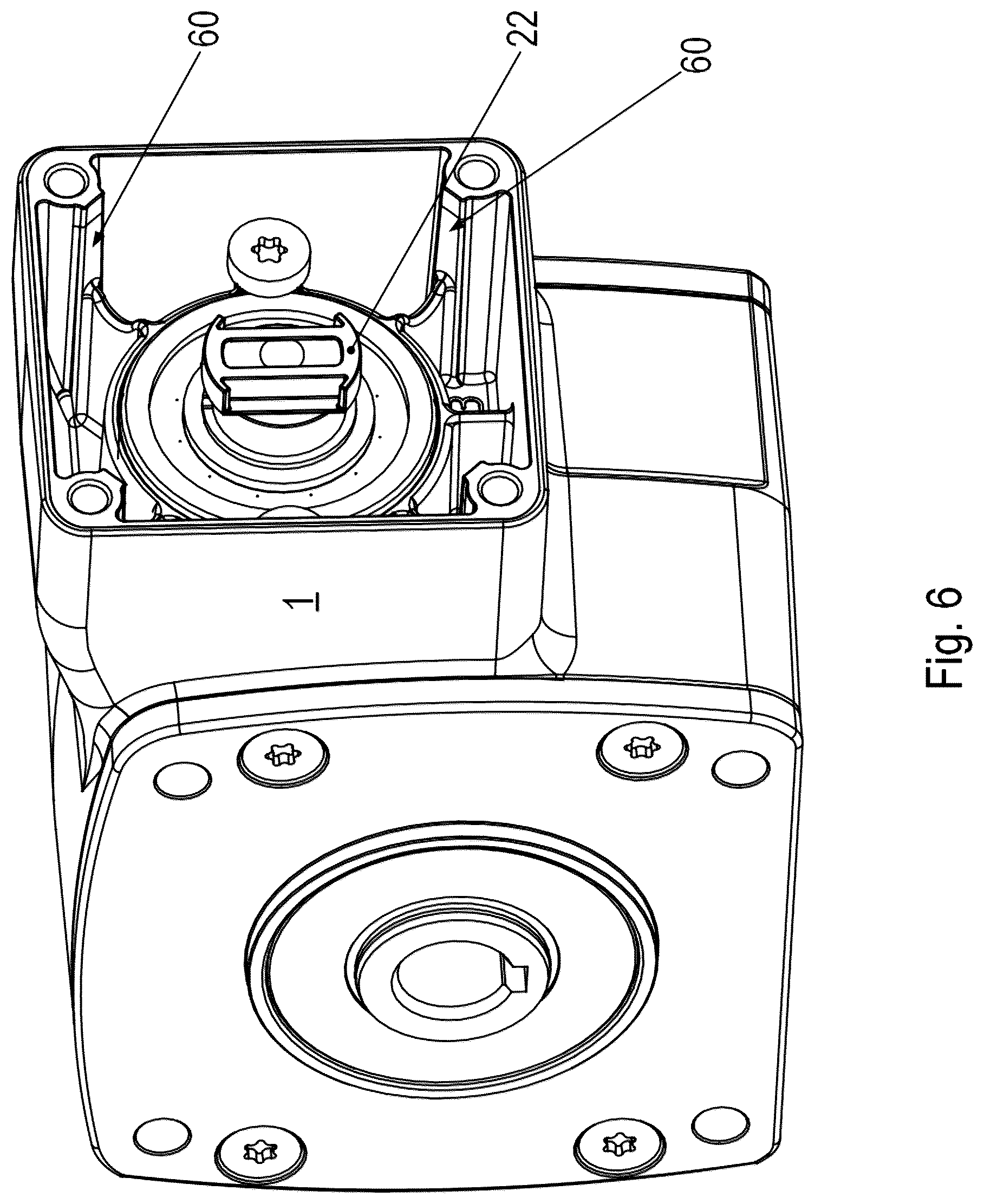 Patent US12612964 Figure 6 – Geared motor including an electric motor and a gearbox