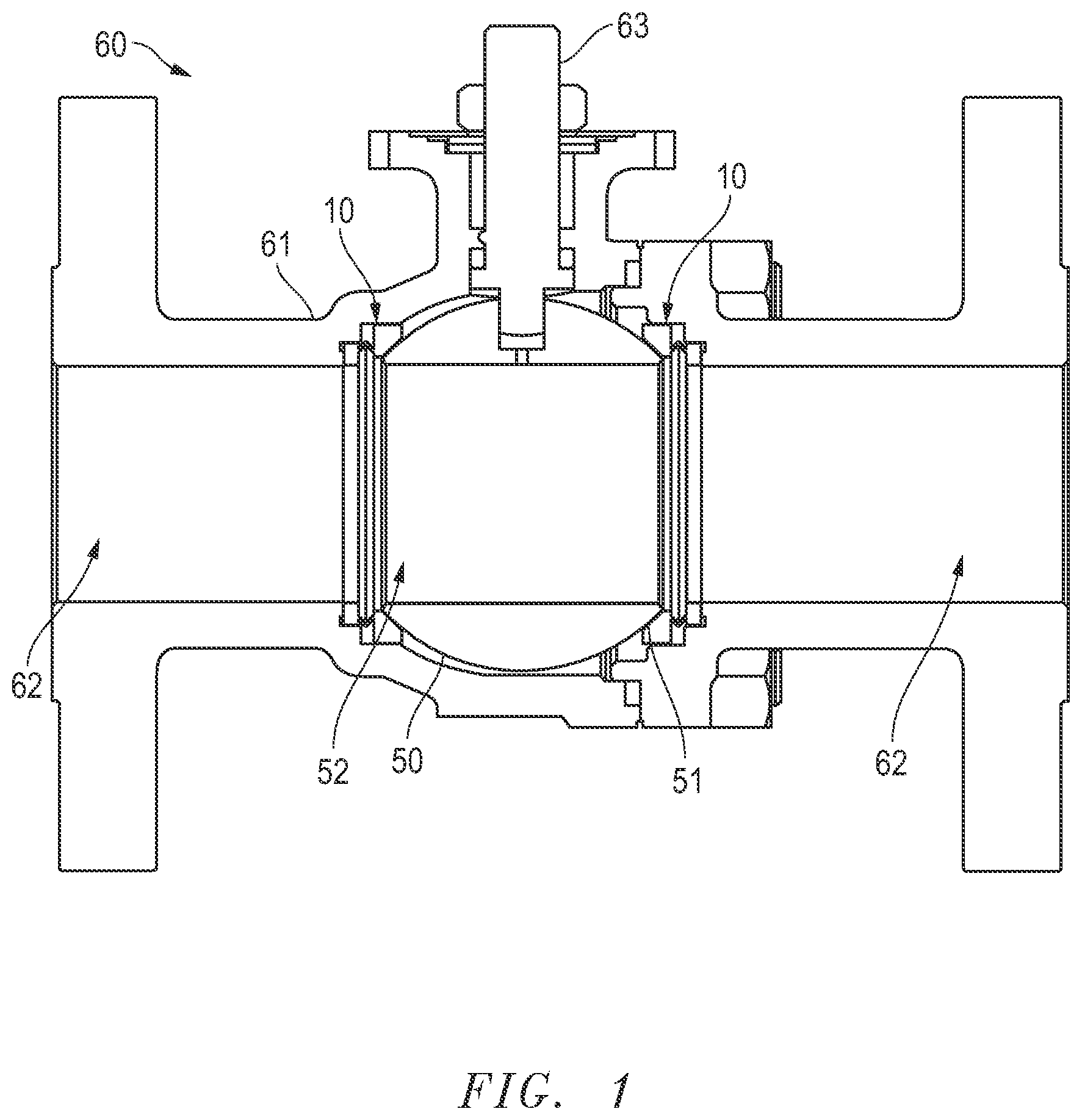 Patent US12612971 Figure 1 – Bidirectional one piece metal seat for ball valve