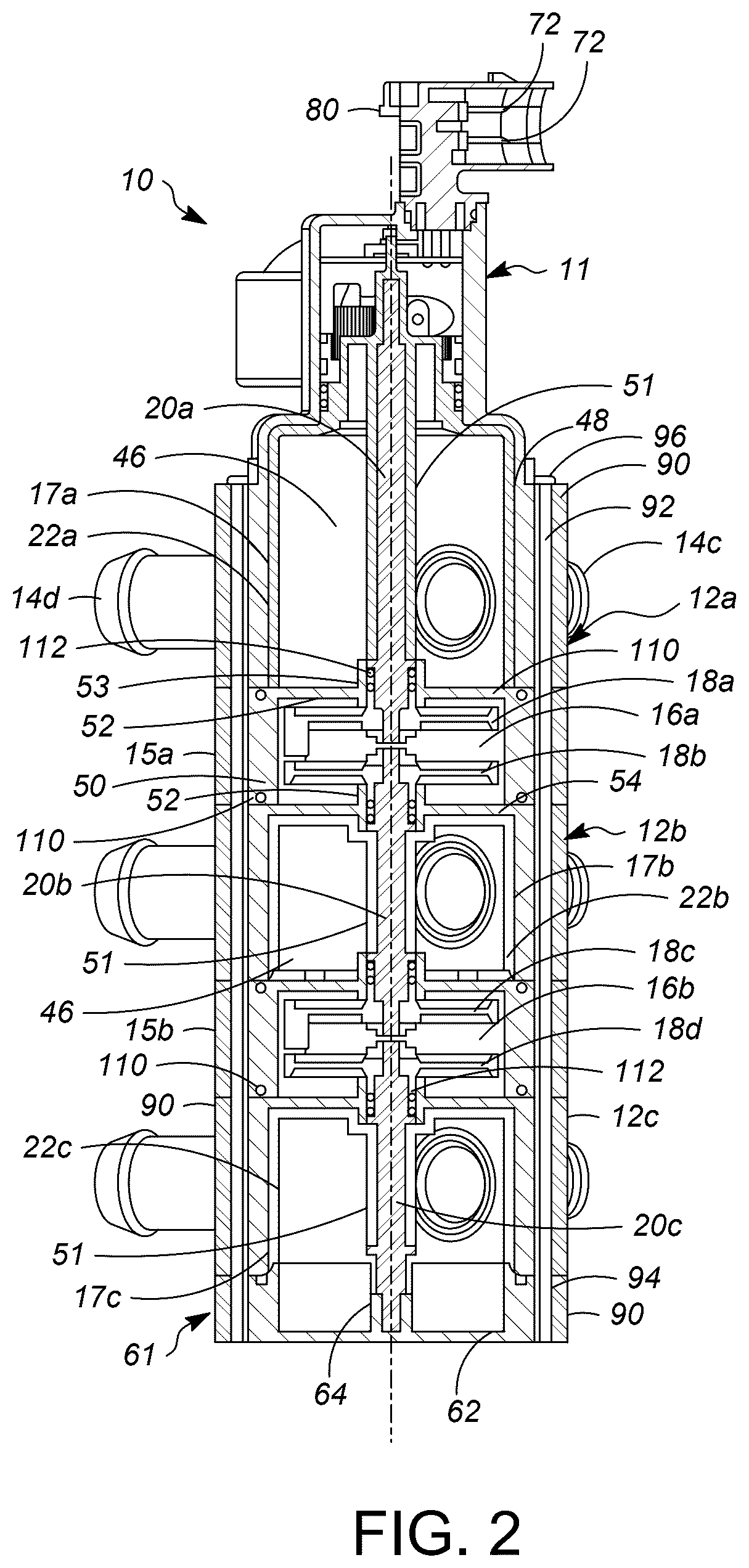 Patent US12612974 Figure 2 – Stacked valve assembly
