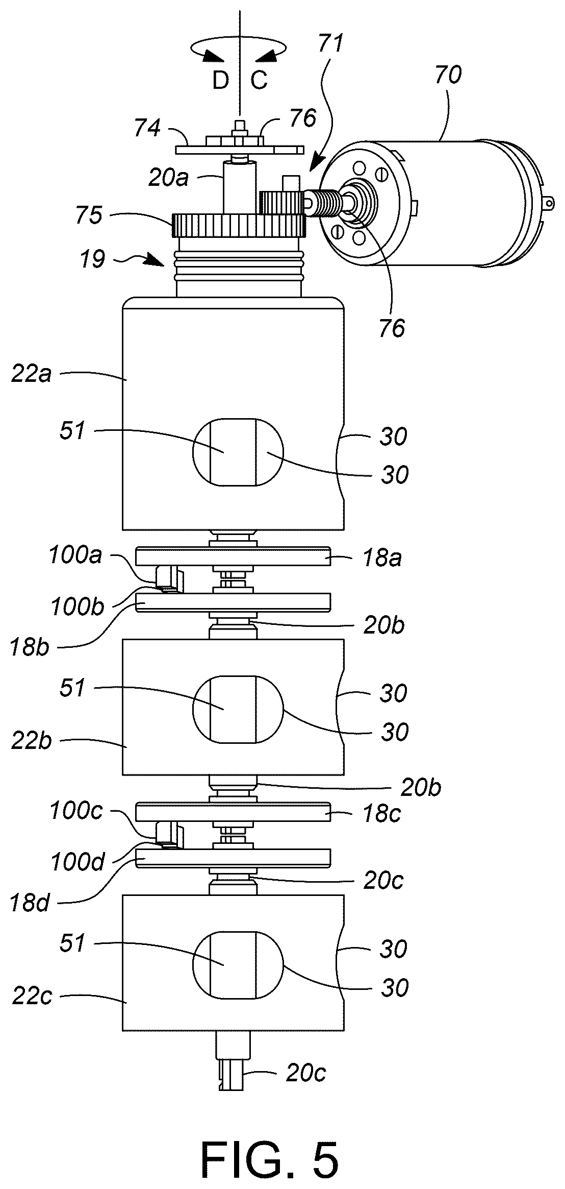 Patent US12612974 Figure 5 – Stacked valve assembly
