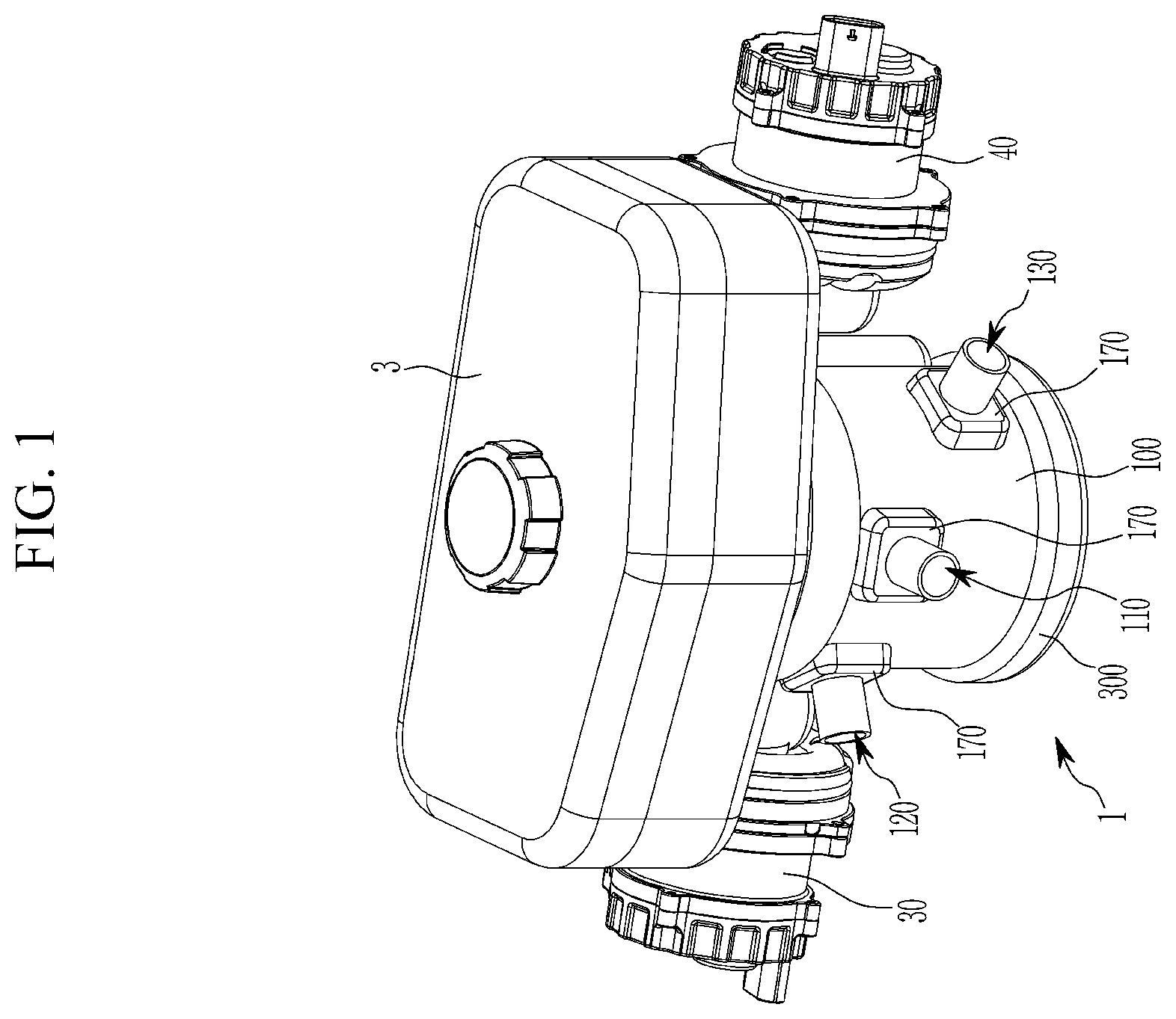 Patent US12612975 Figure 1 – Multi-way coolant valve and heat pump system having the same