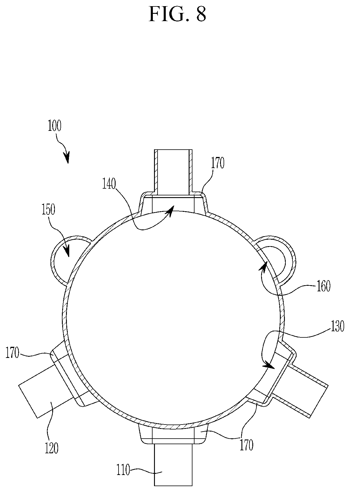 Patent US12612975 Figure 8 – Multi-way coolant valve and heat pump system having the same