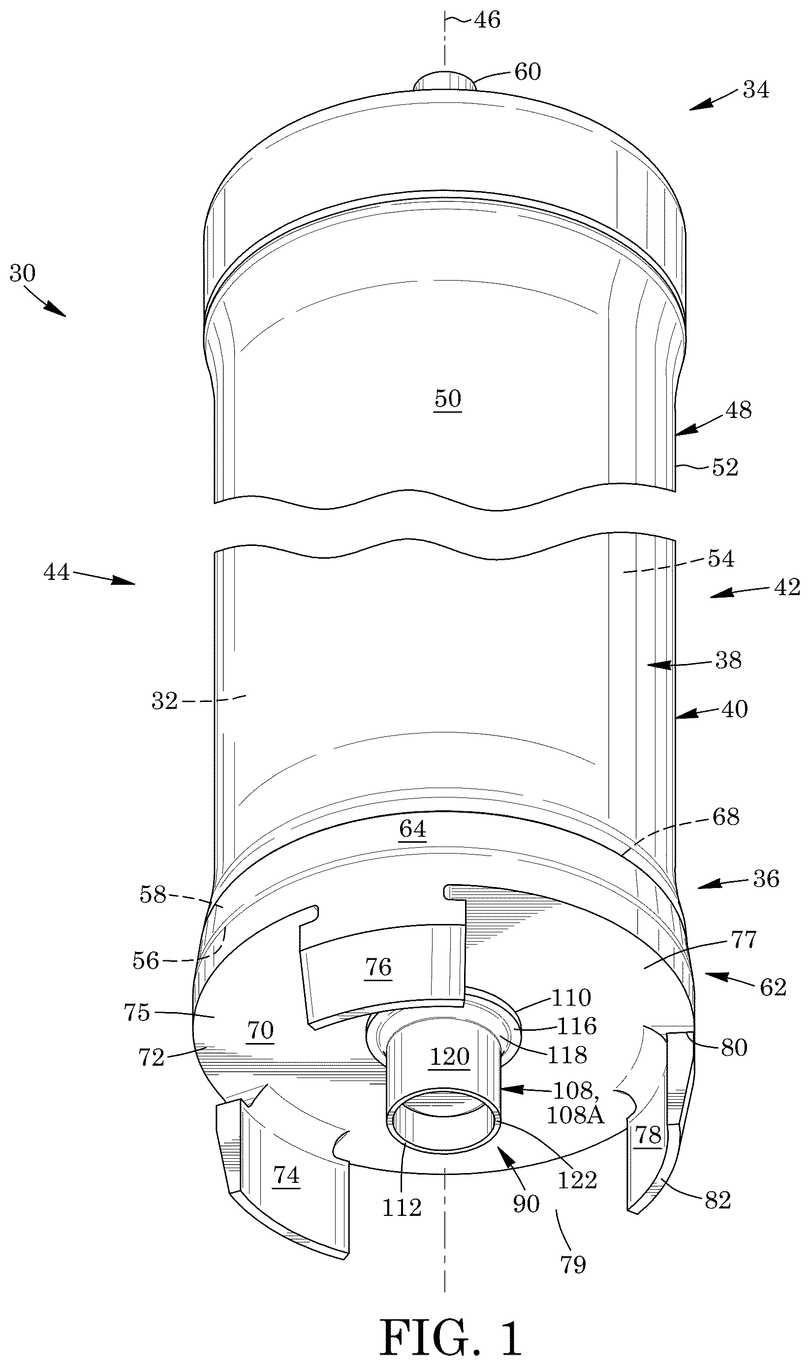 Patent US12612976 Figure 1 – Valve assembly for dispensing foodstuff and dispenser apparatus and lid comprising the same