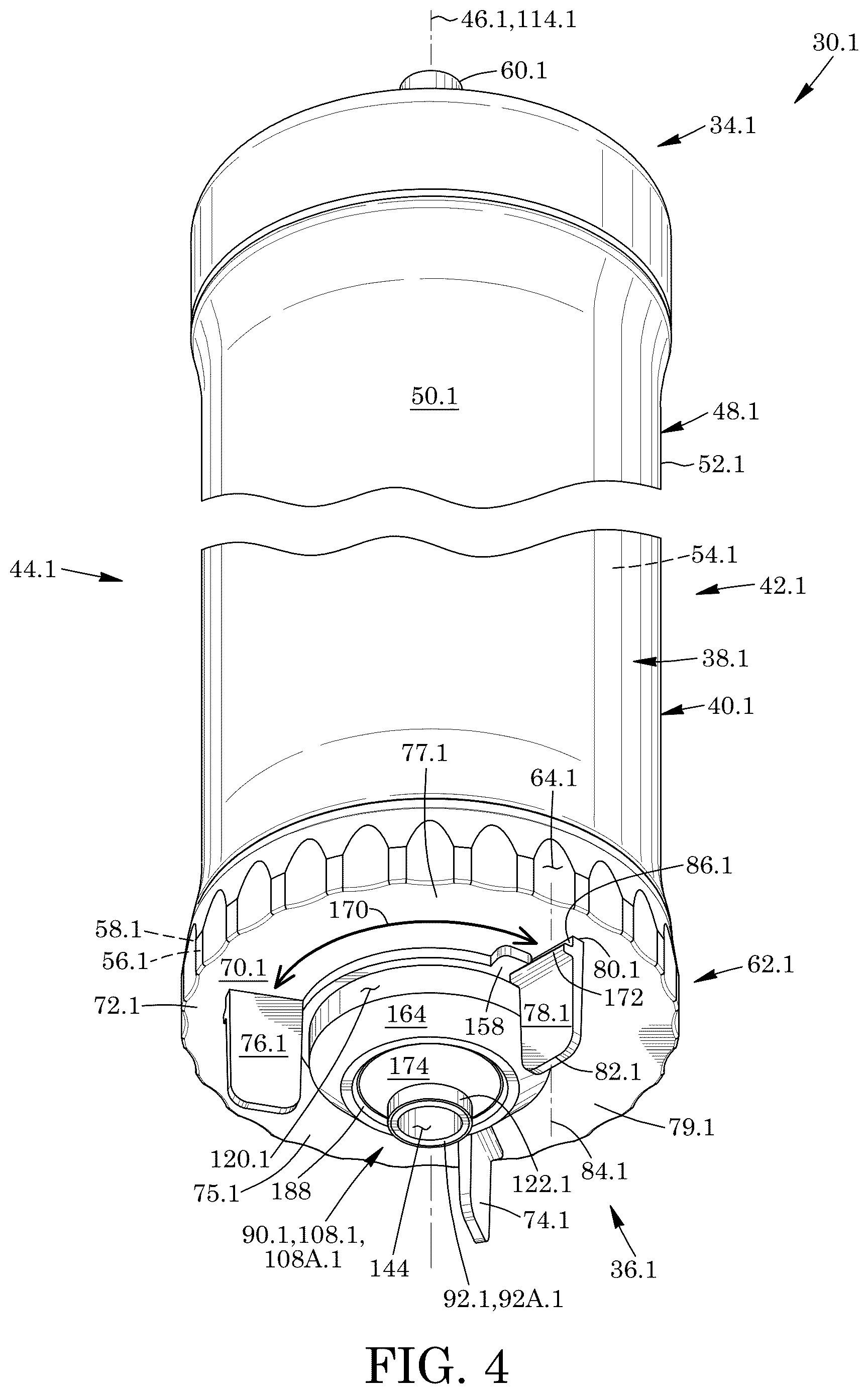 Patent US12612976 Figure 3 – Valve assembly for dispensing foodstuff and dispenser apparatus and lid comprising the same